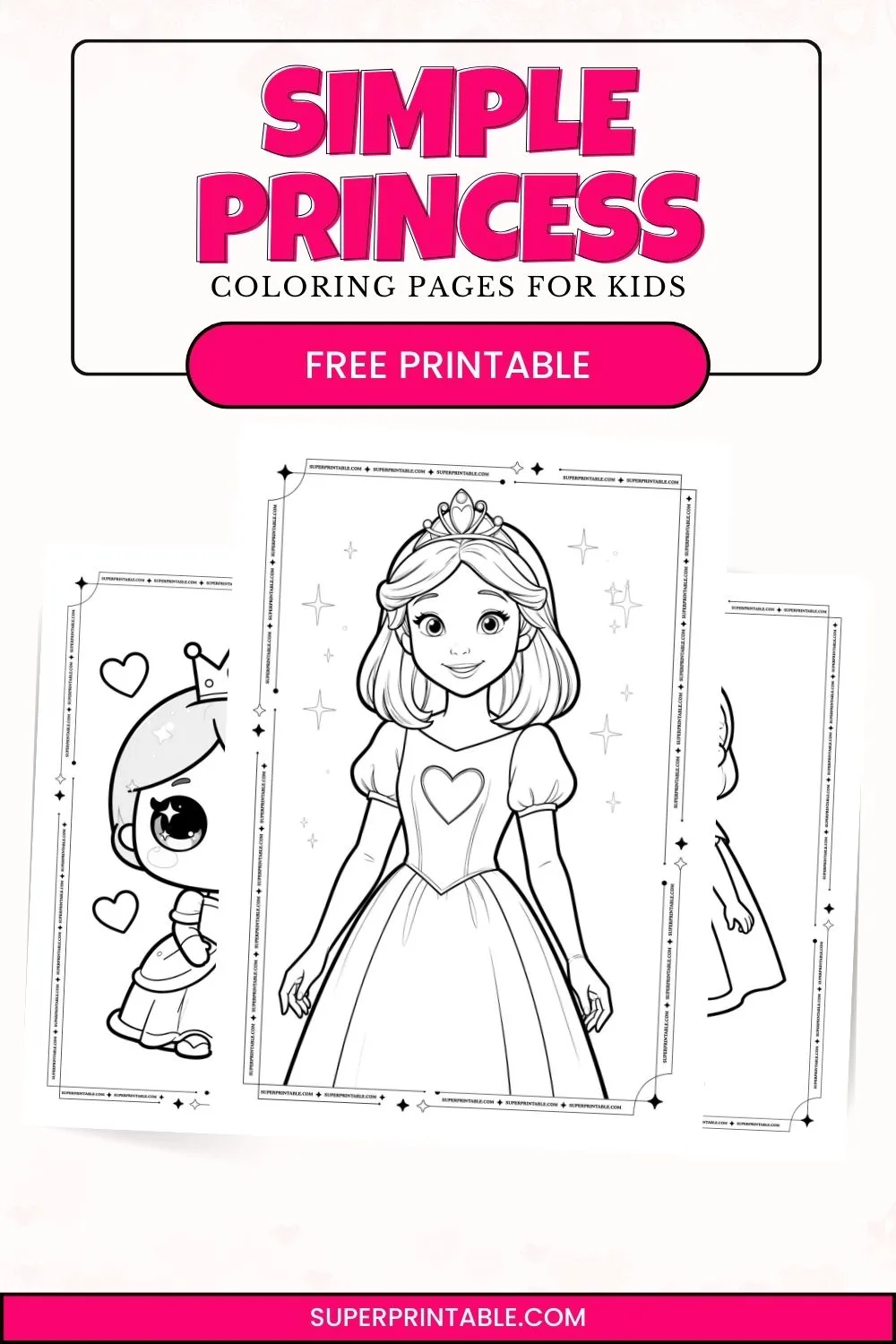 15+ Simple Princess Coloring Pages For Kids Pinterest Image
