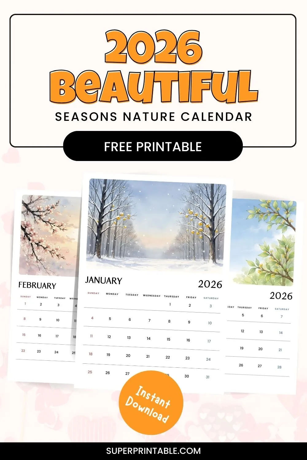 2026 Beautiful Seasons Nature Calendar Pinterest Image