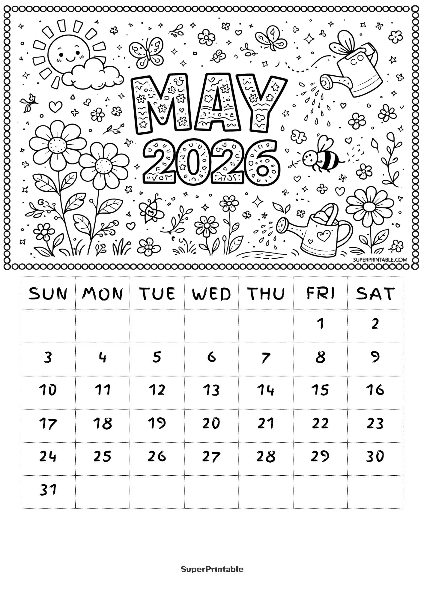 2026 Coloring Calendar Printable for Kids Vol. 2 5