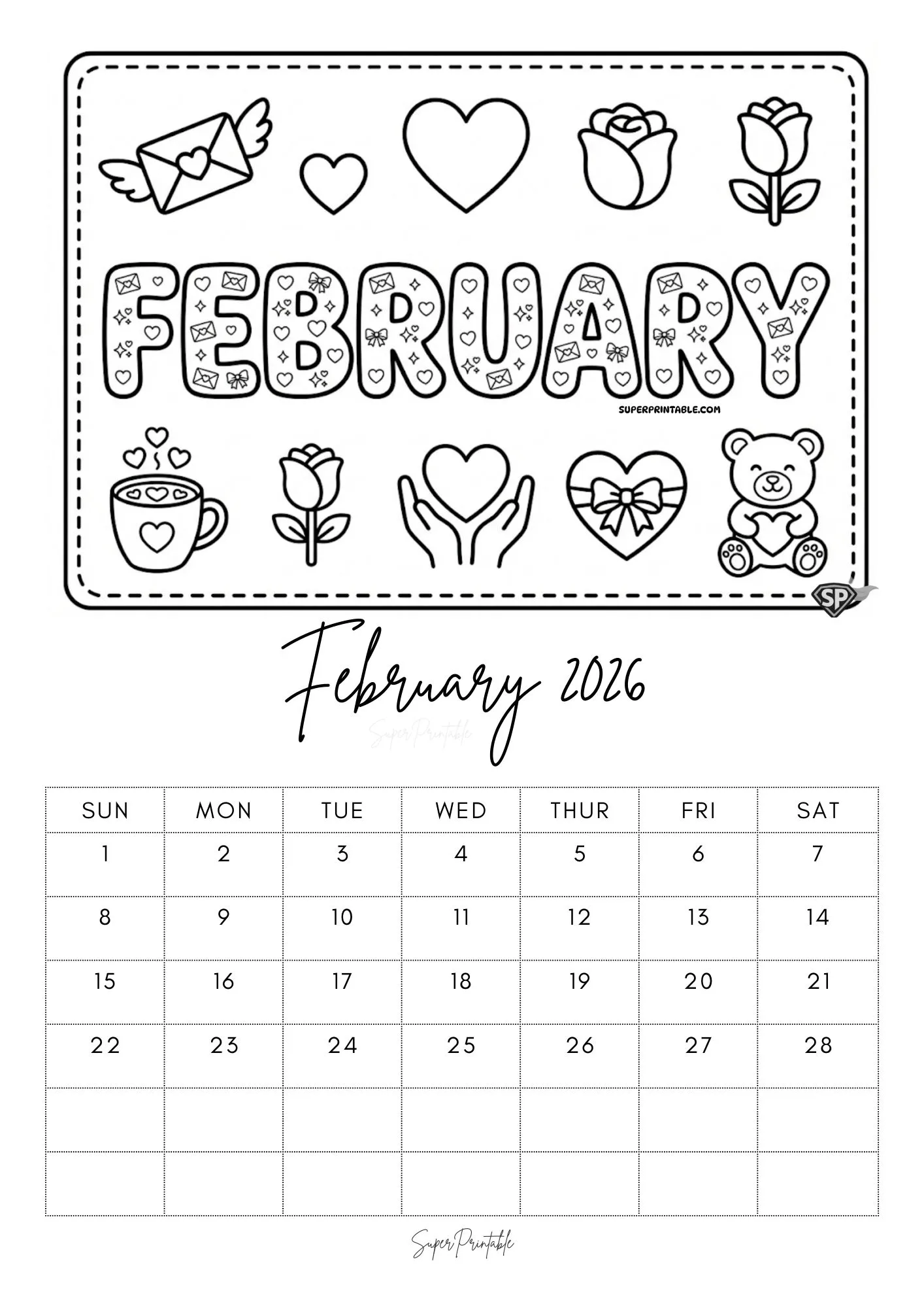 2026 Cozy Seasons Coloring Calendar 2