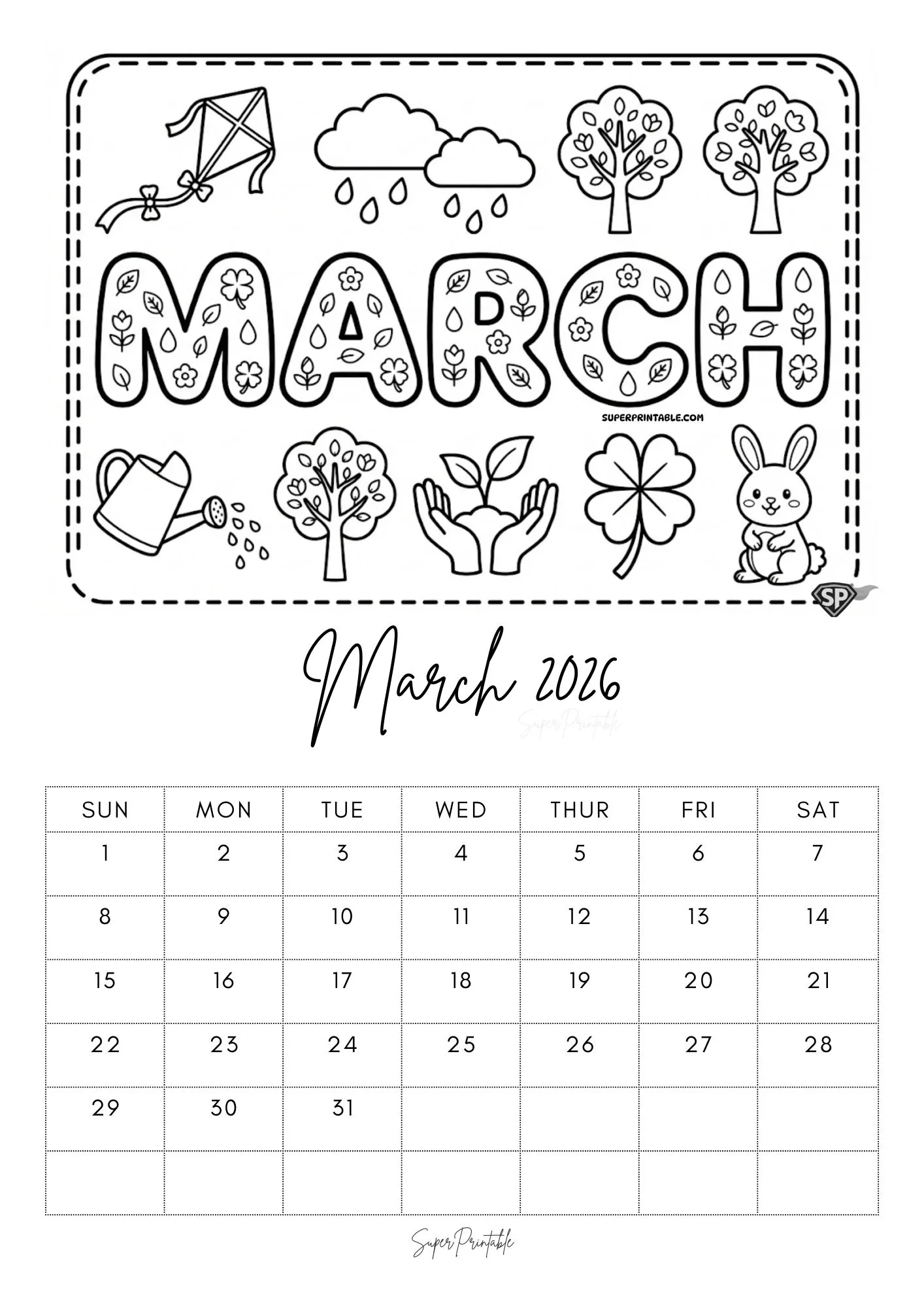 2026 Cozy Seasons Coloring Calendar 3
