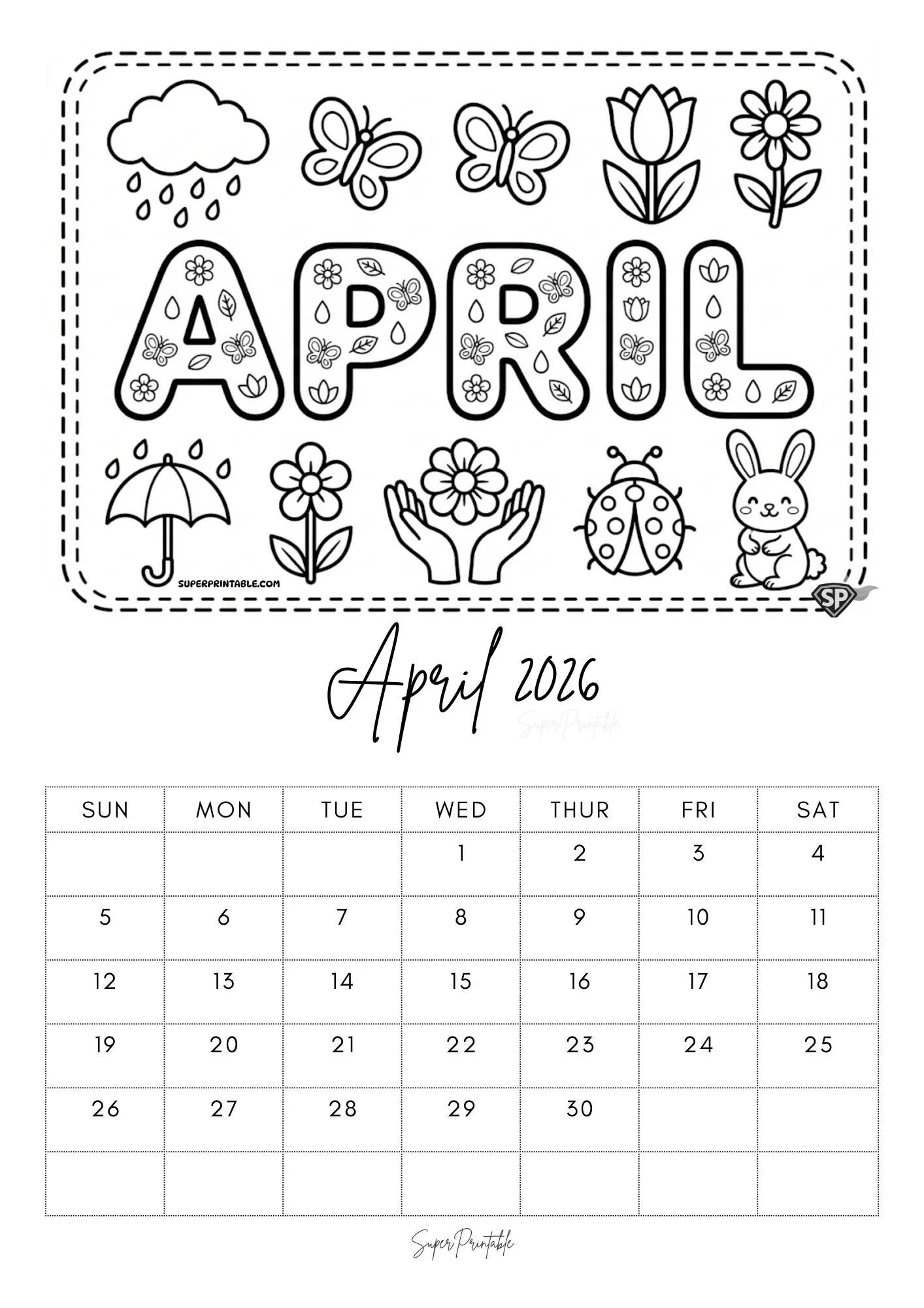 2026 Cozy Seasons Coloring Calendar 4