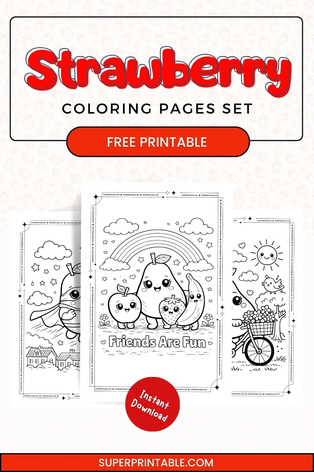 25+ Cute Strawberry Coloring Pages Pinterest Image