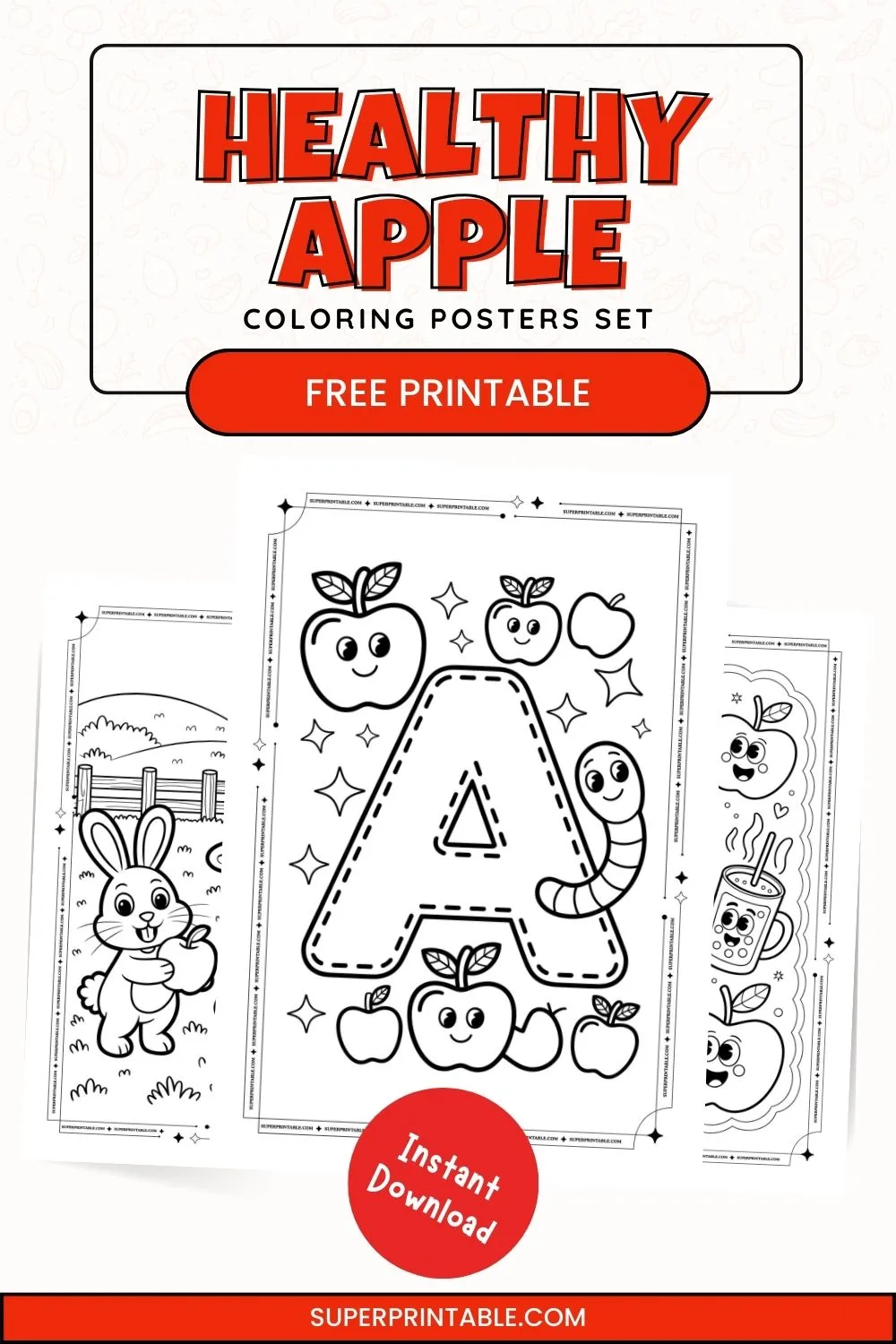 25+ Healthy Apple Coloring Posters Pinterest Image