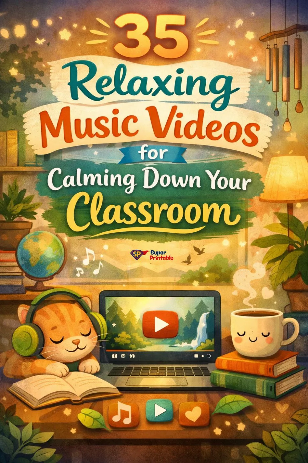 35 Relaxing Music Videos for Calming Down Your Classroom Pinterest Image