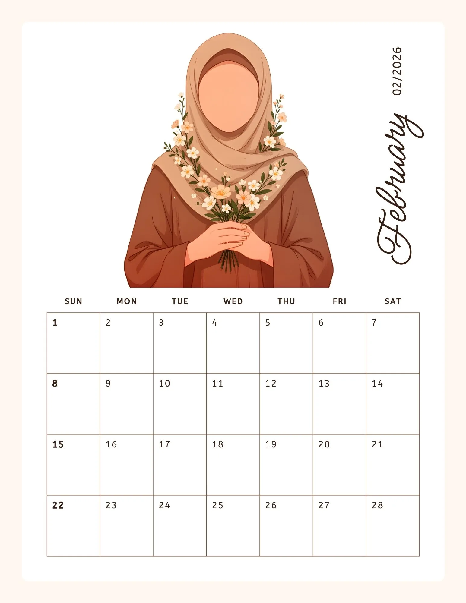 A Year In Bloom Modern Female Illustrated 2026 Calendar 3