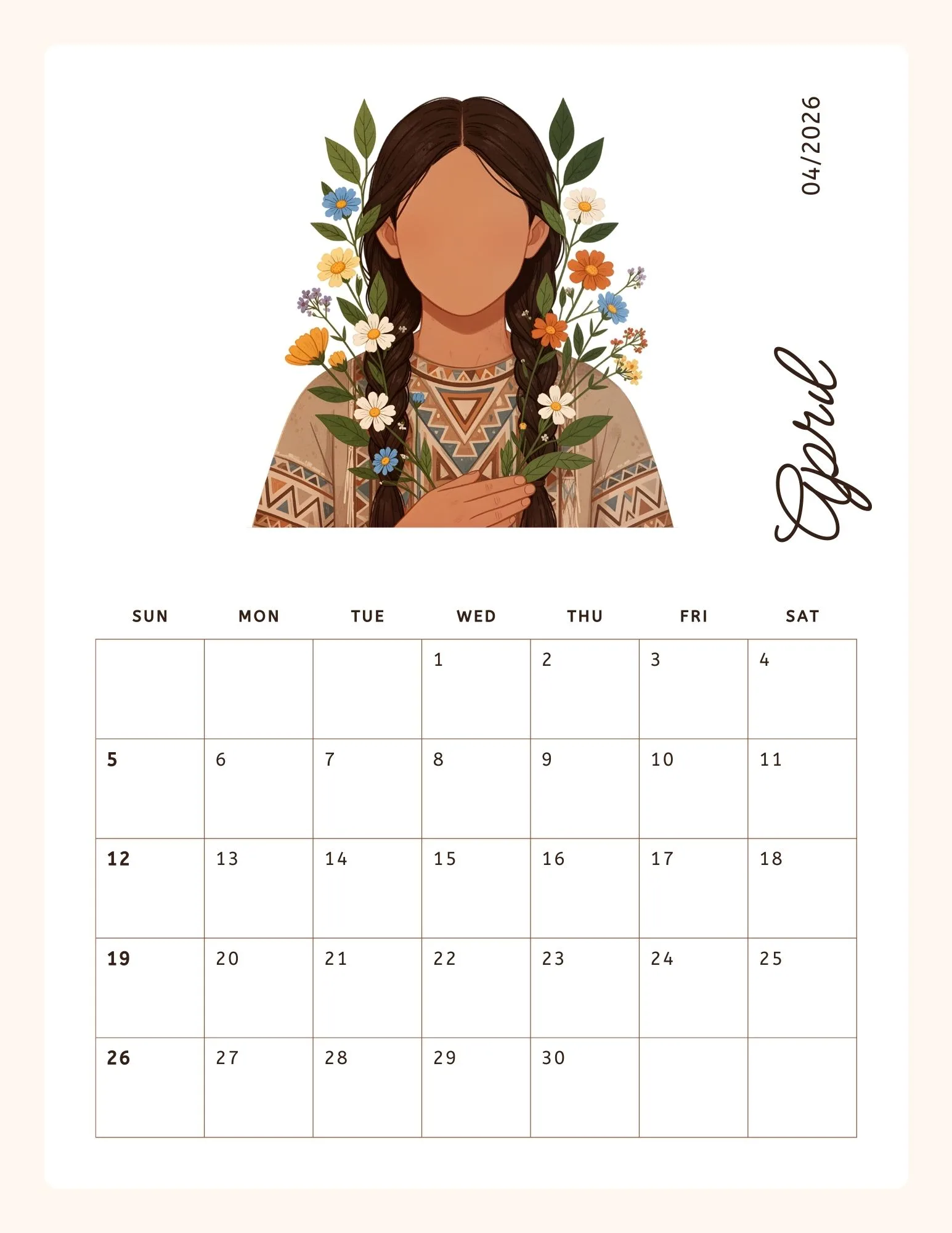 A Year In Bloom Modern Female Illustrated 2026 Calendar 5