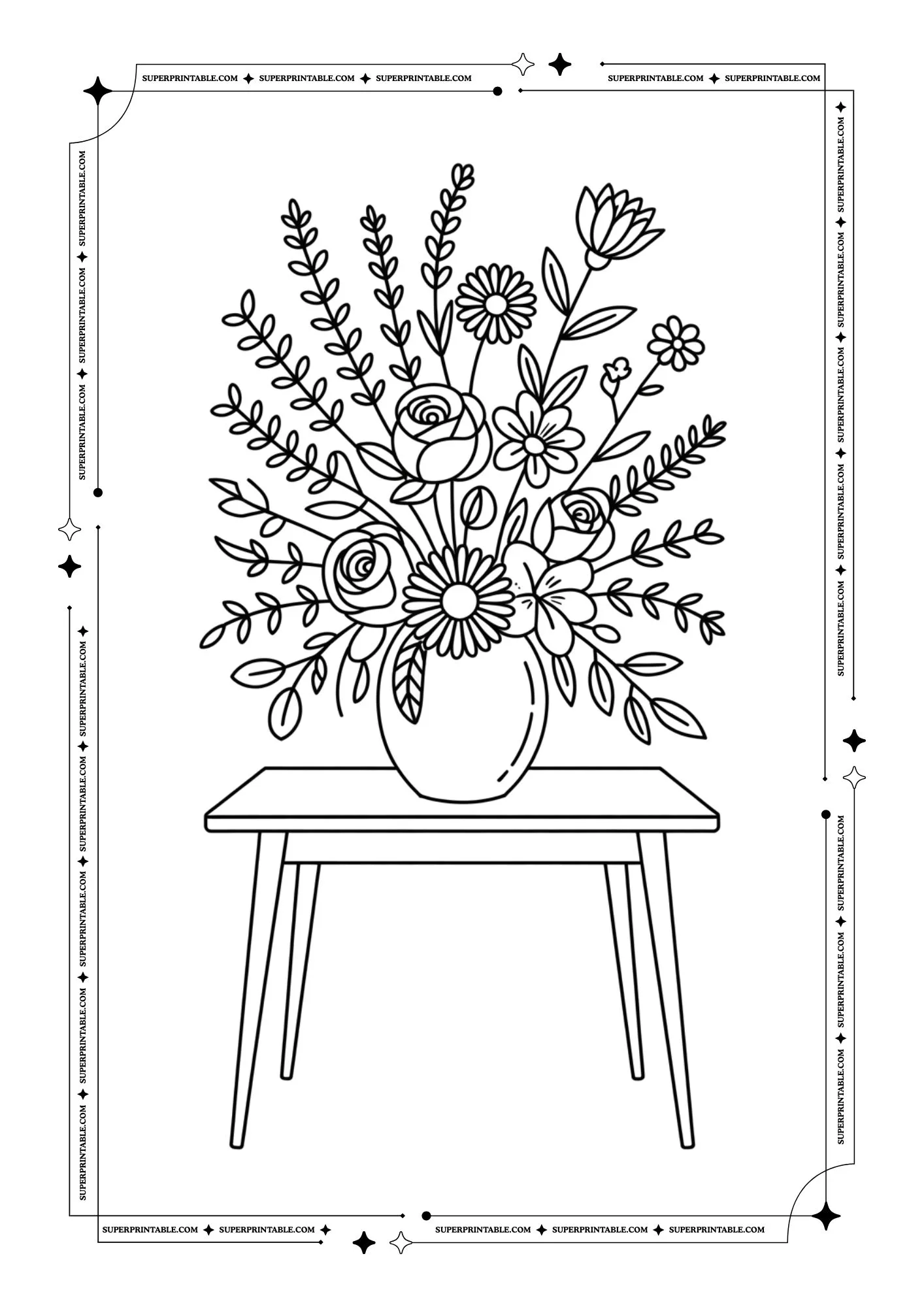Adult Coloring Book of Flowers and Vases 11