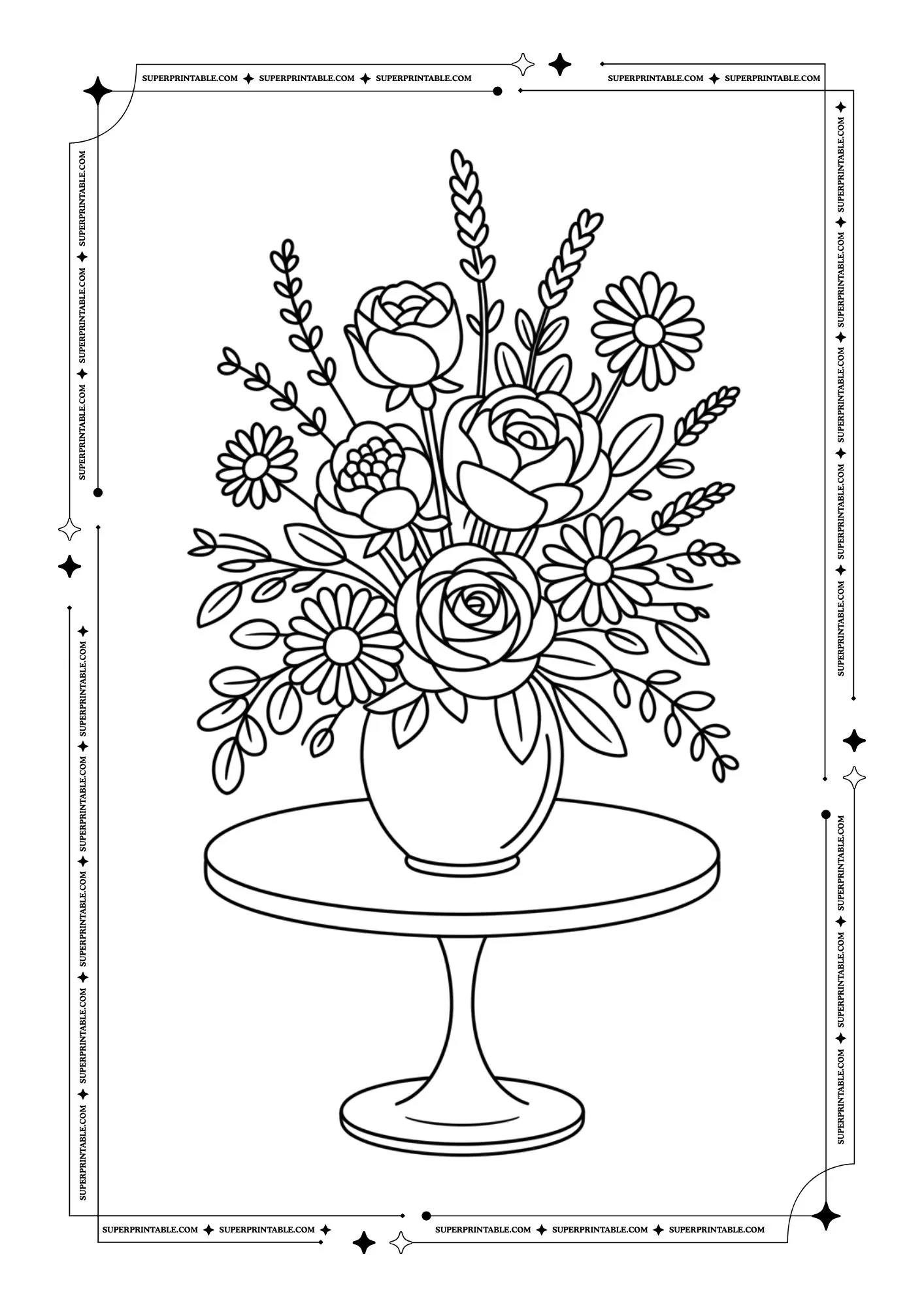 Adult Coloring Book of Flowers and Vases 12