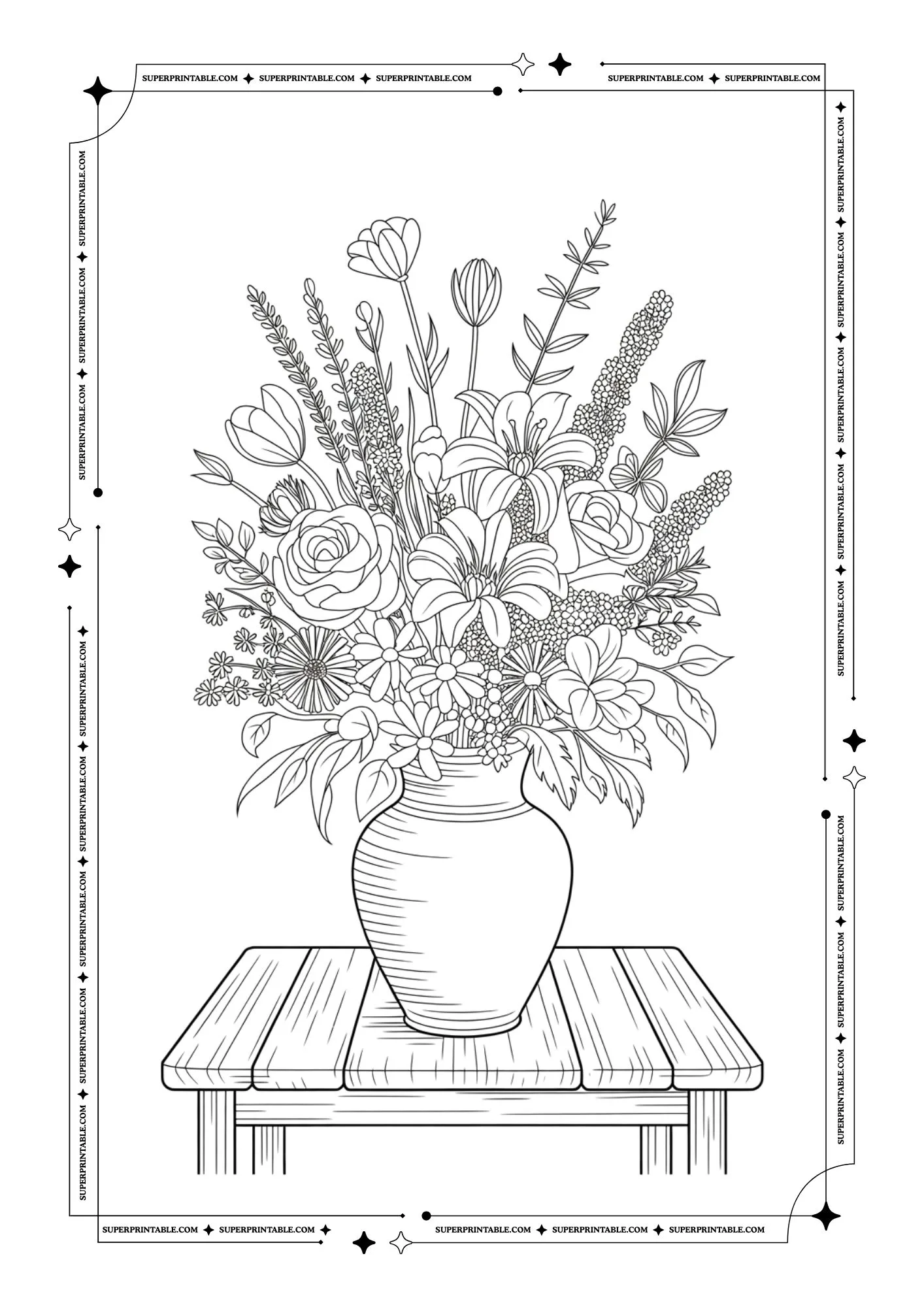 Adult Coloring Book of Flowers and Vases 2