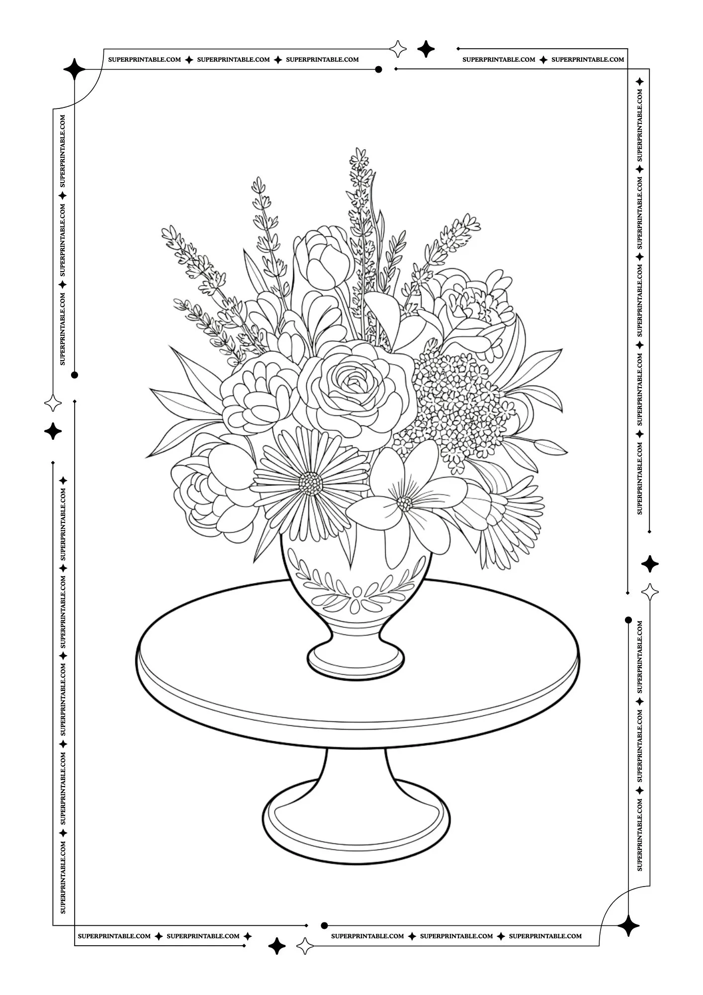 Adult Coloring Book of Flowers and Vases 3