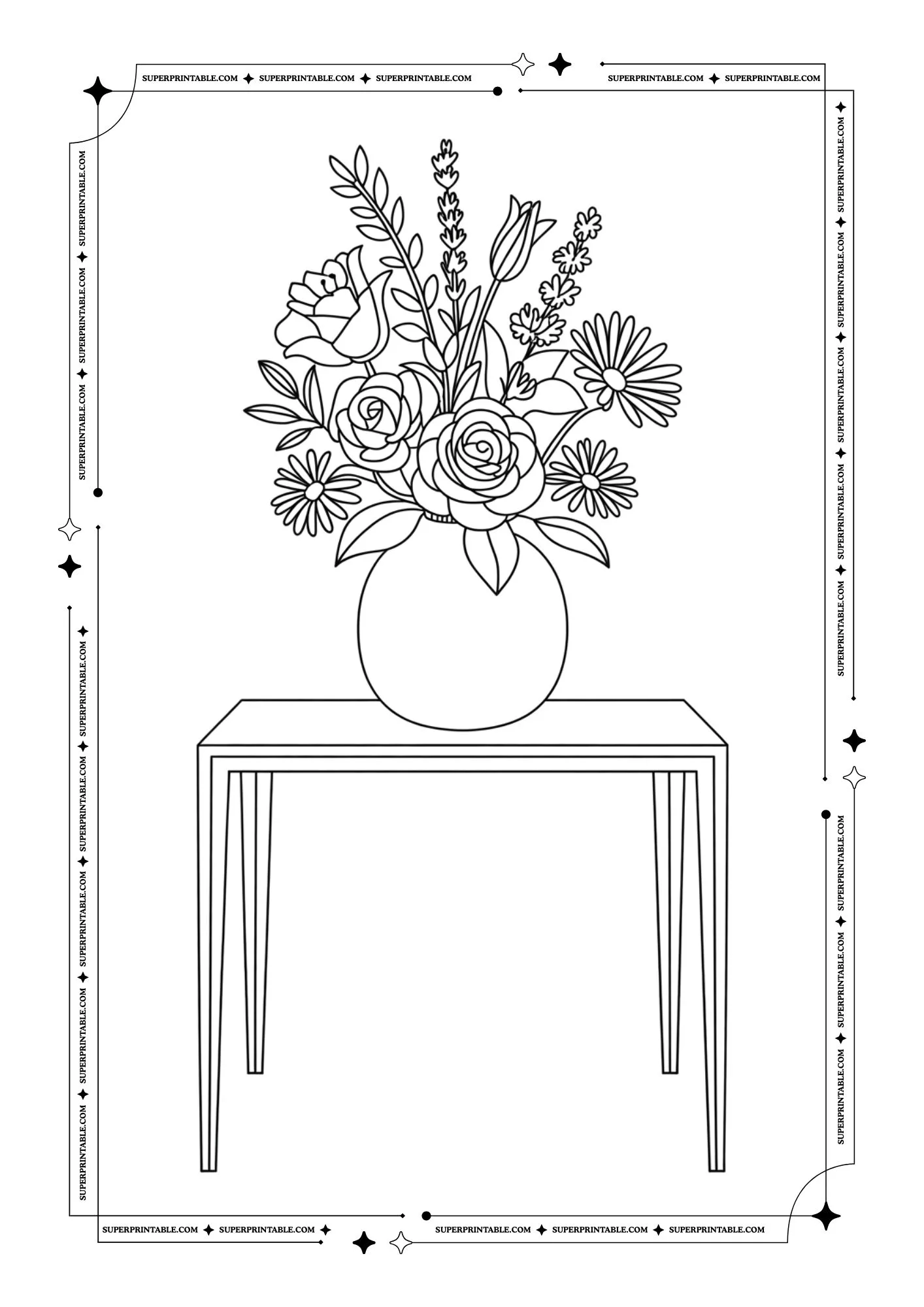 Adult Coloring Book of Flowers and Vases 7