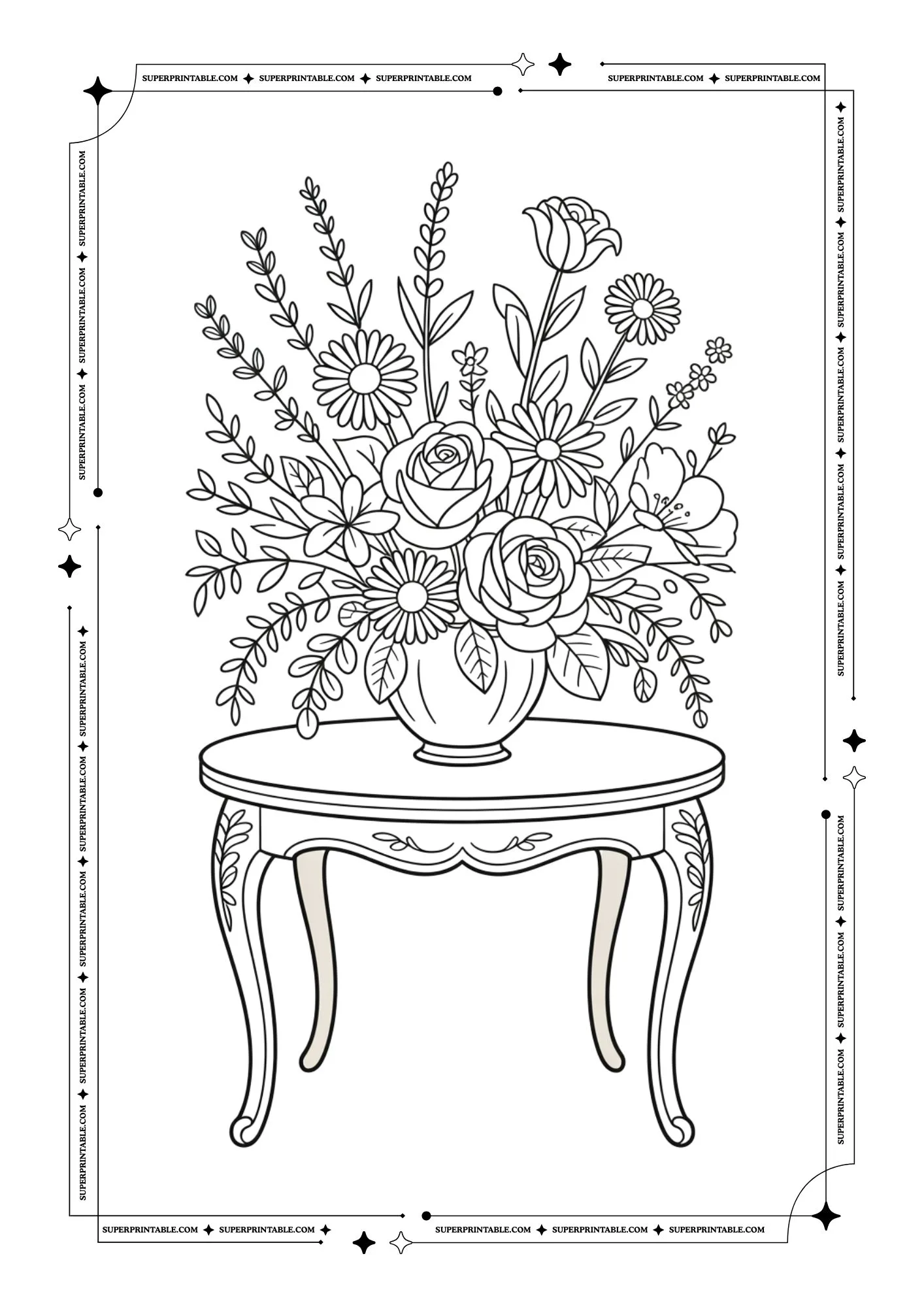Adult Coloring Book of Flowers and Vases 8