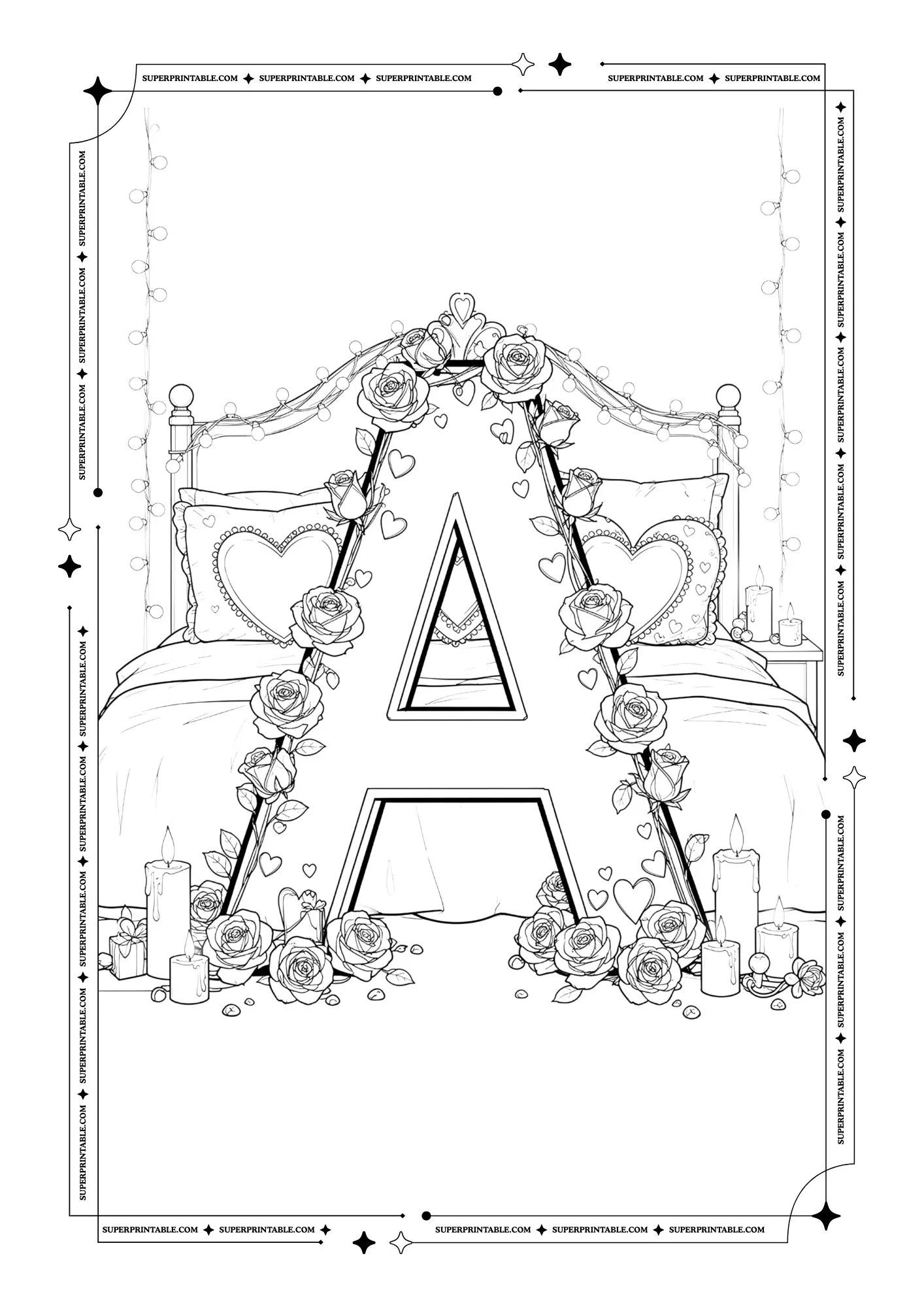 Amor Decorative Alphabet Coloring Pages 1