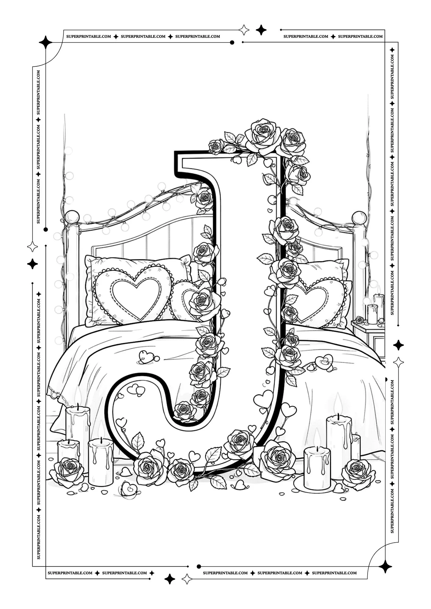 Amor Decorative Alphabet Coloring Pages 10