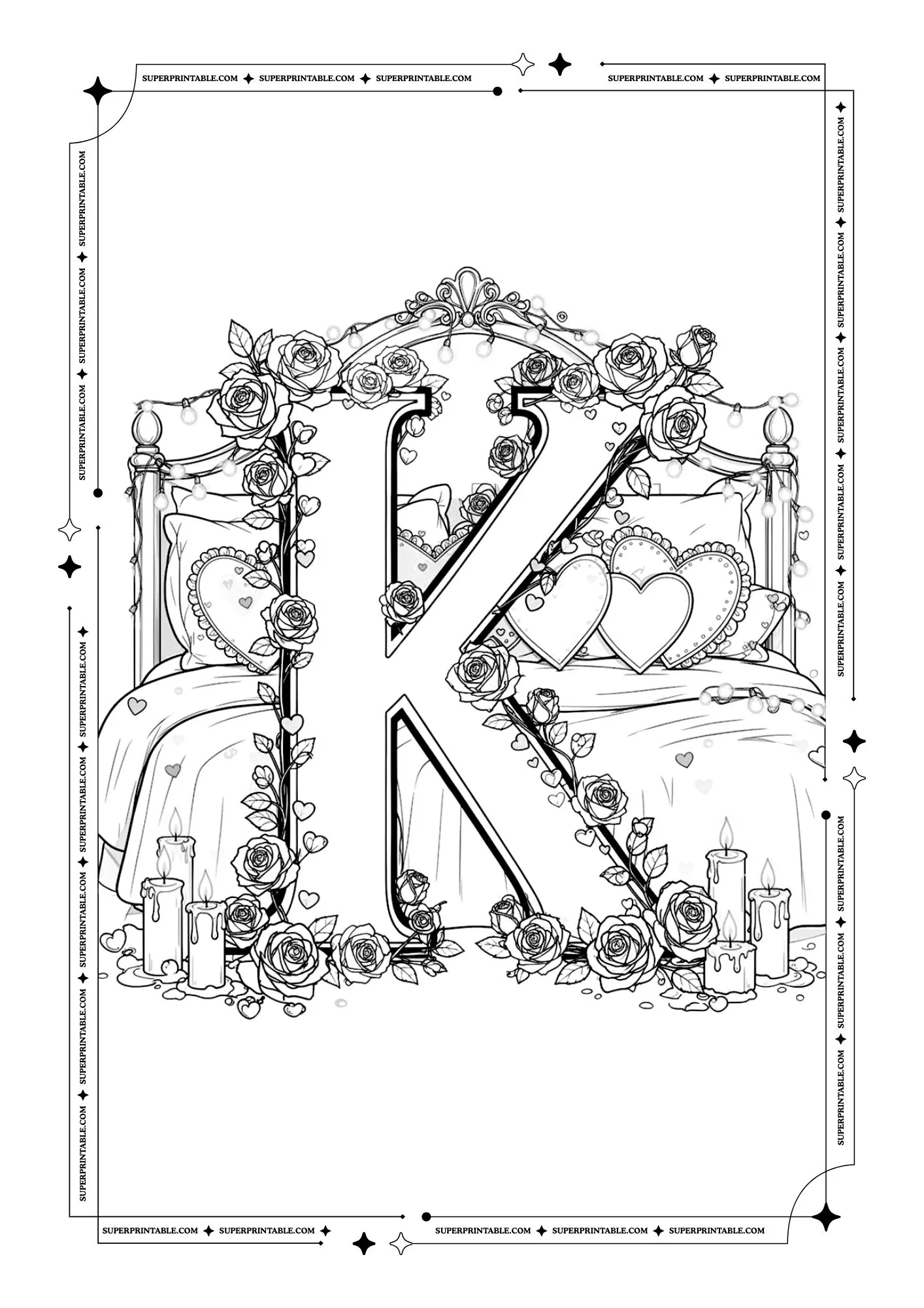 Amor Decorative Alphabet Coloring Pages 11