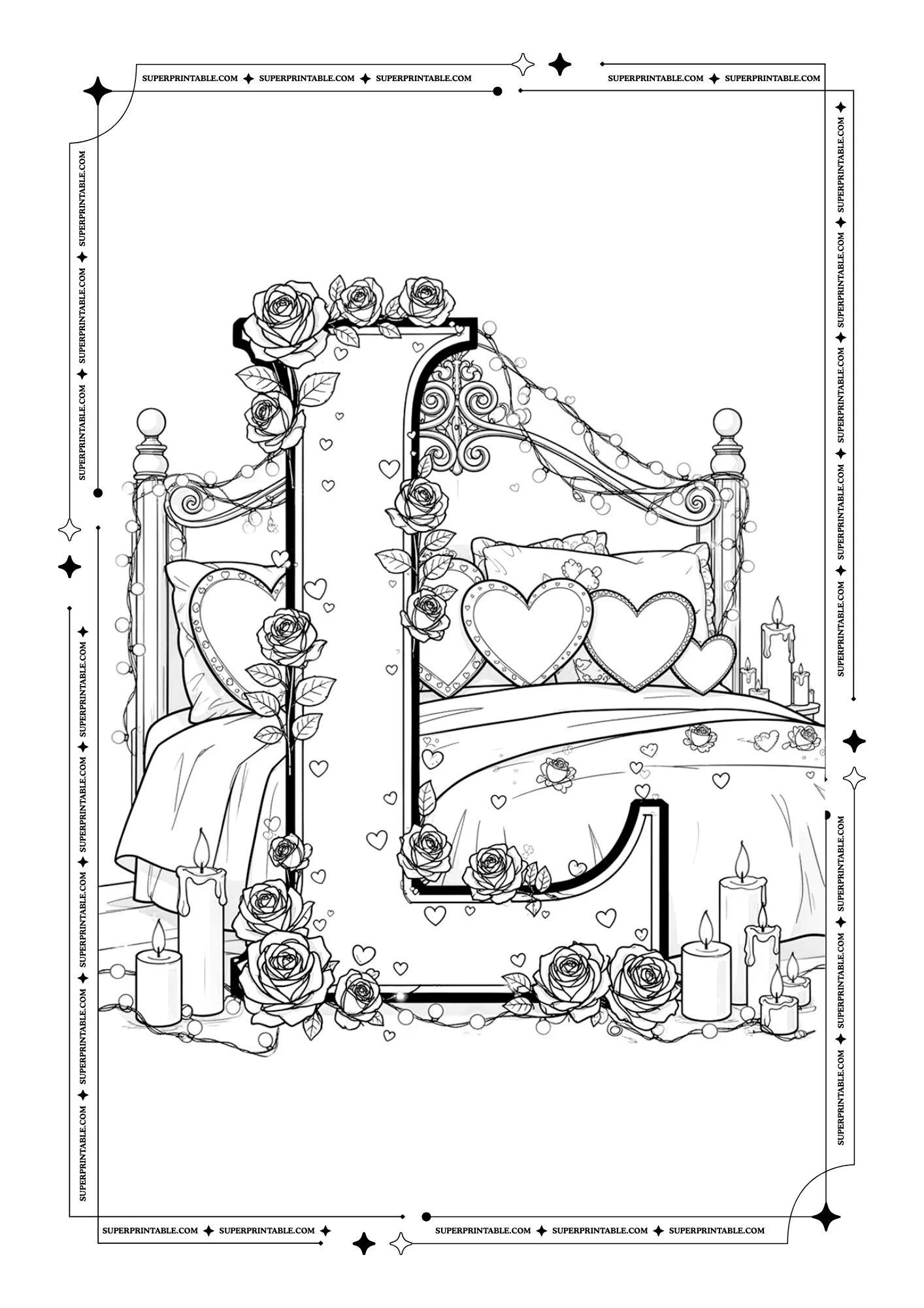 Amor Decorative Alphabet Coloring Pages 12