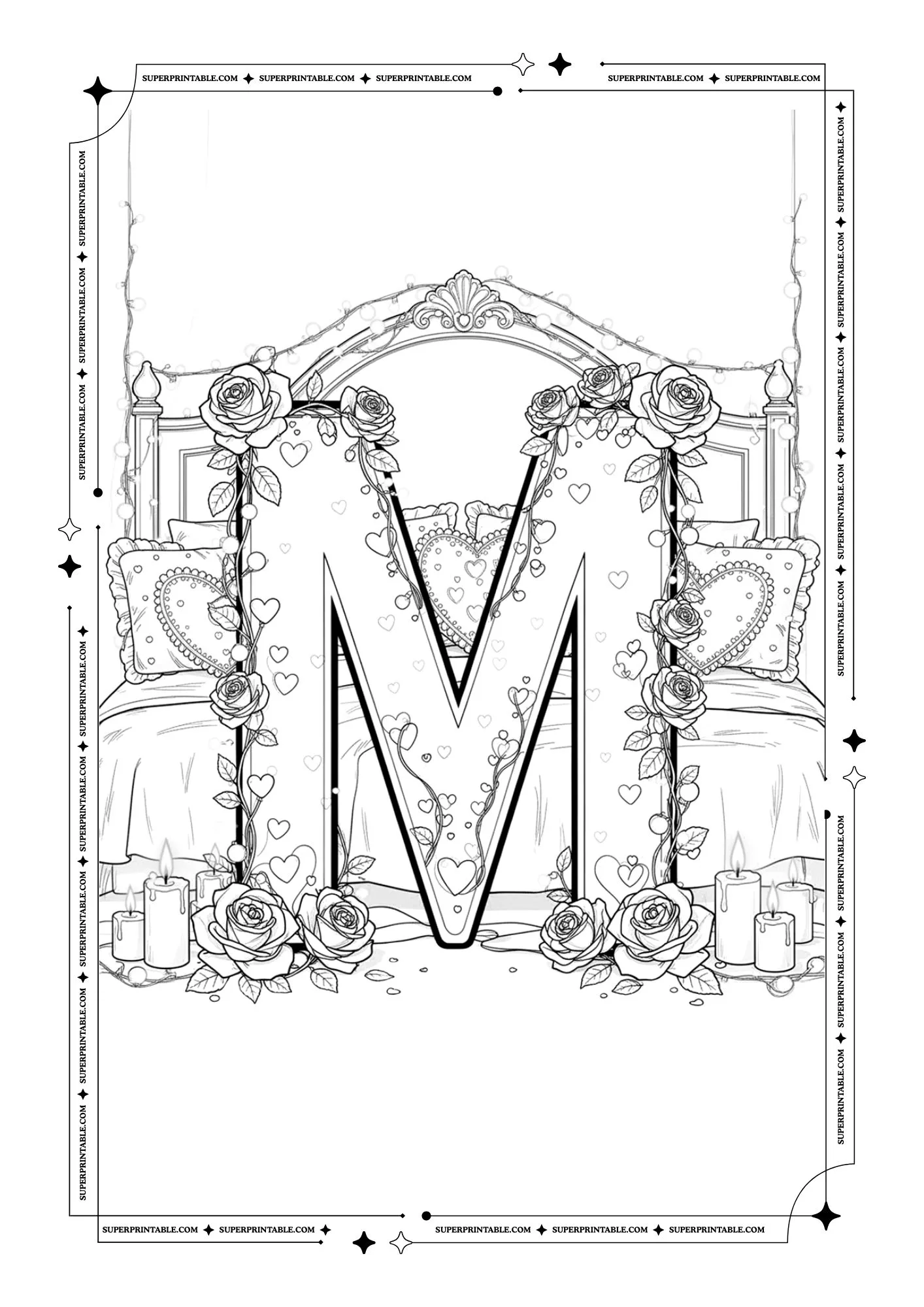 Amor Decorative Alphabet Coloring Pages 13