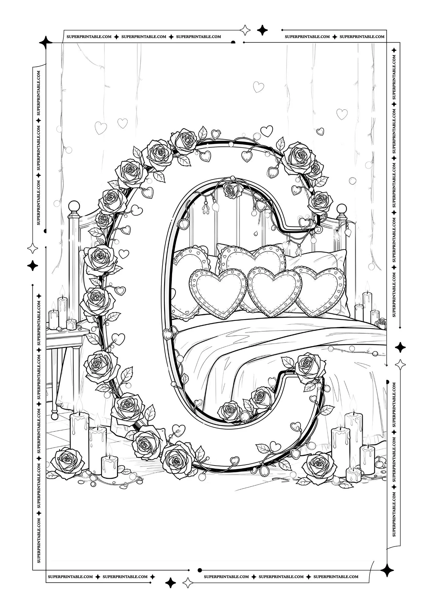 Amor Decorative Alphabet Coloring Pages 3