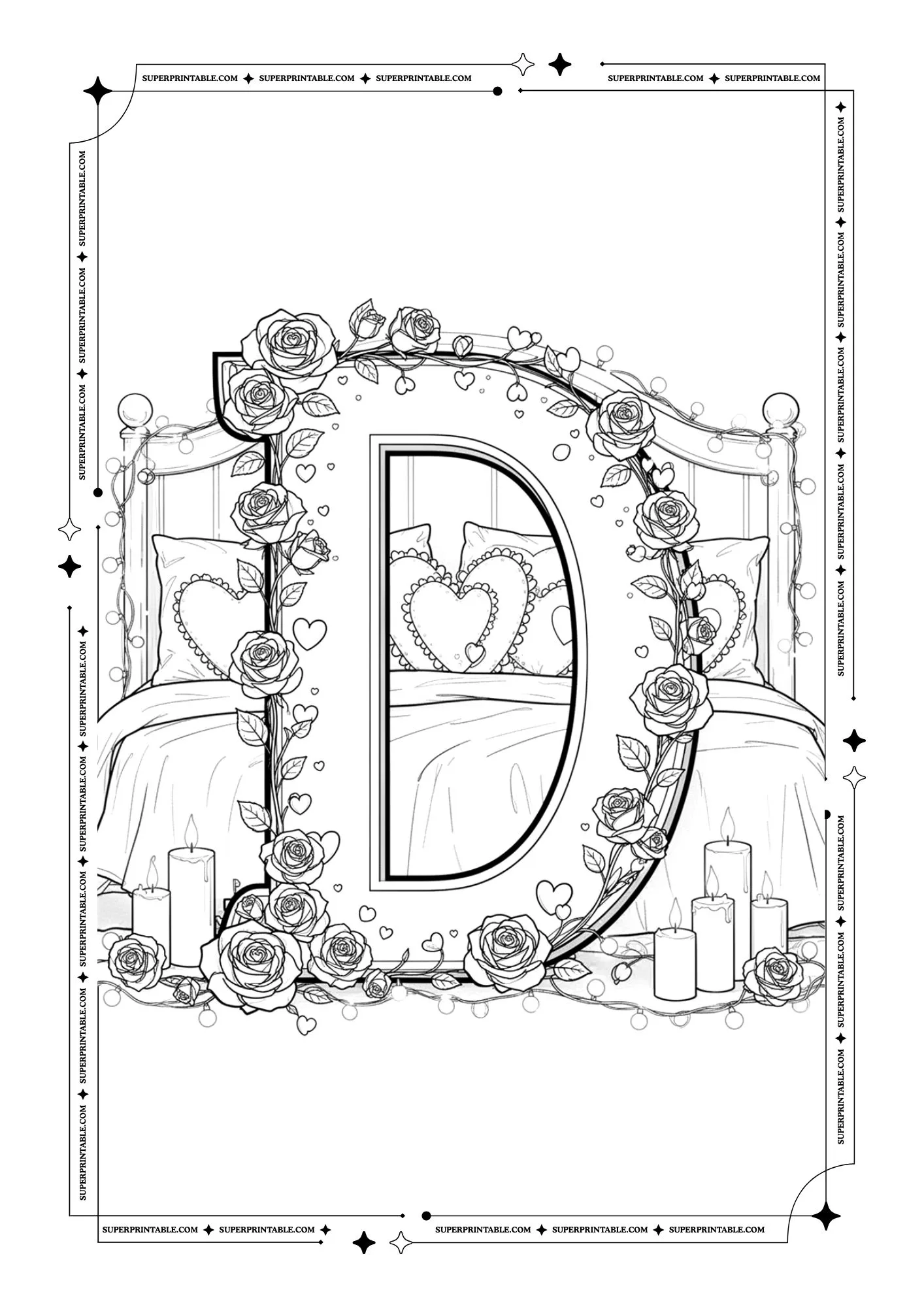 Amor Decorative Alphabet Coloring Pages 4