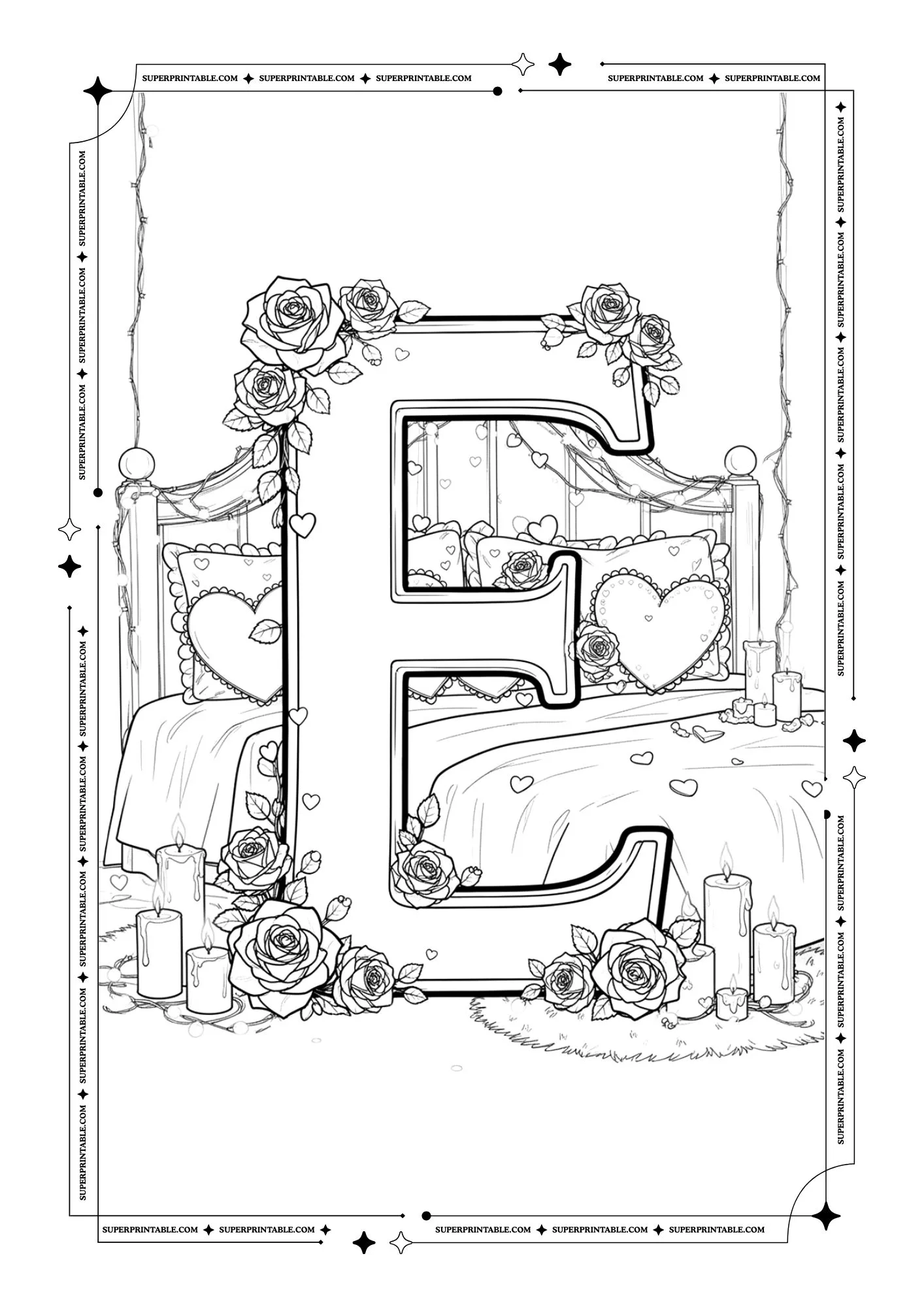 Amor Decorative Alphabet Coloring Pages 5