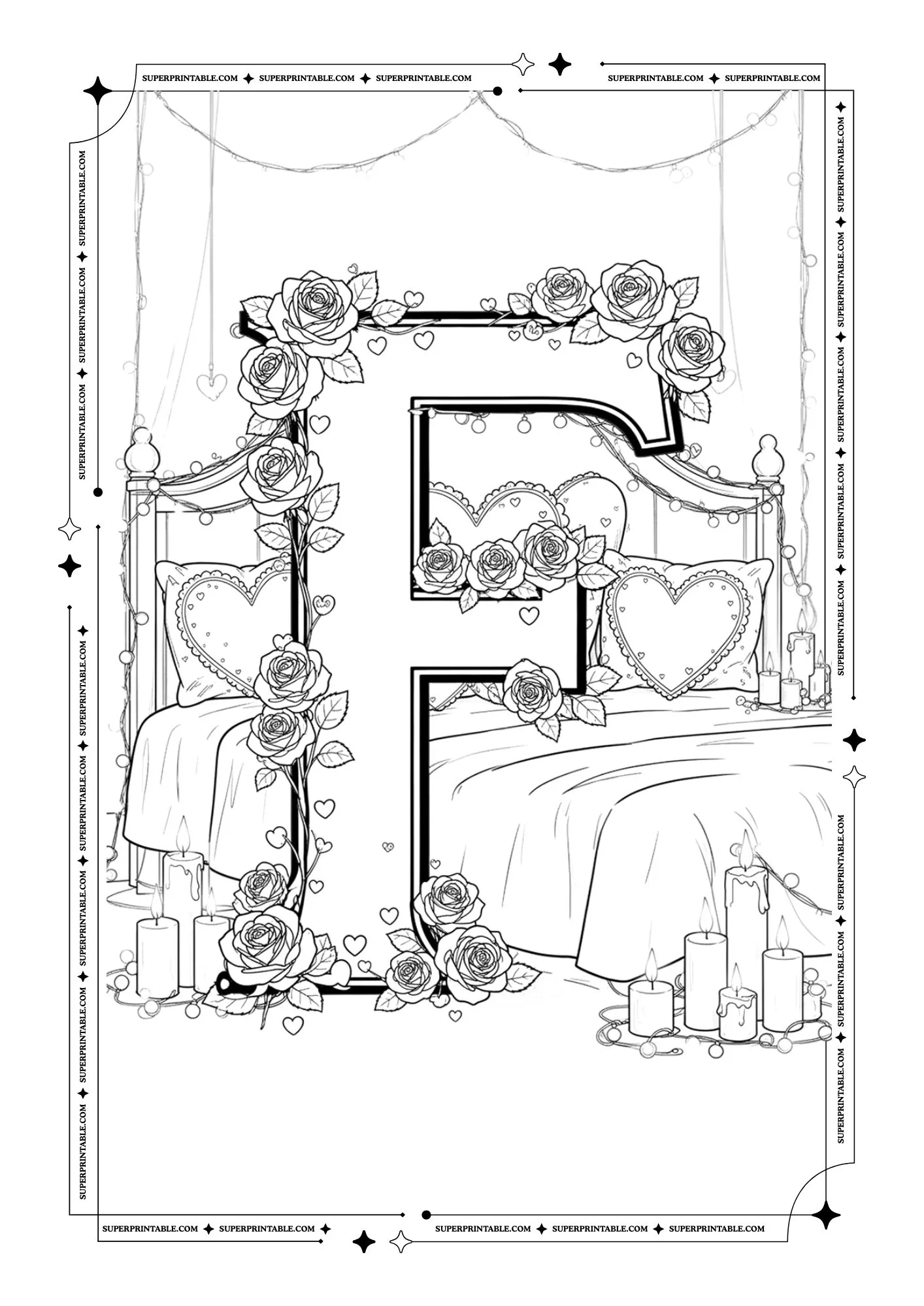 Amor Decorative Alphabet Coloring Pages 6