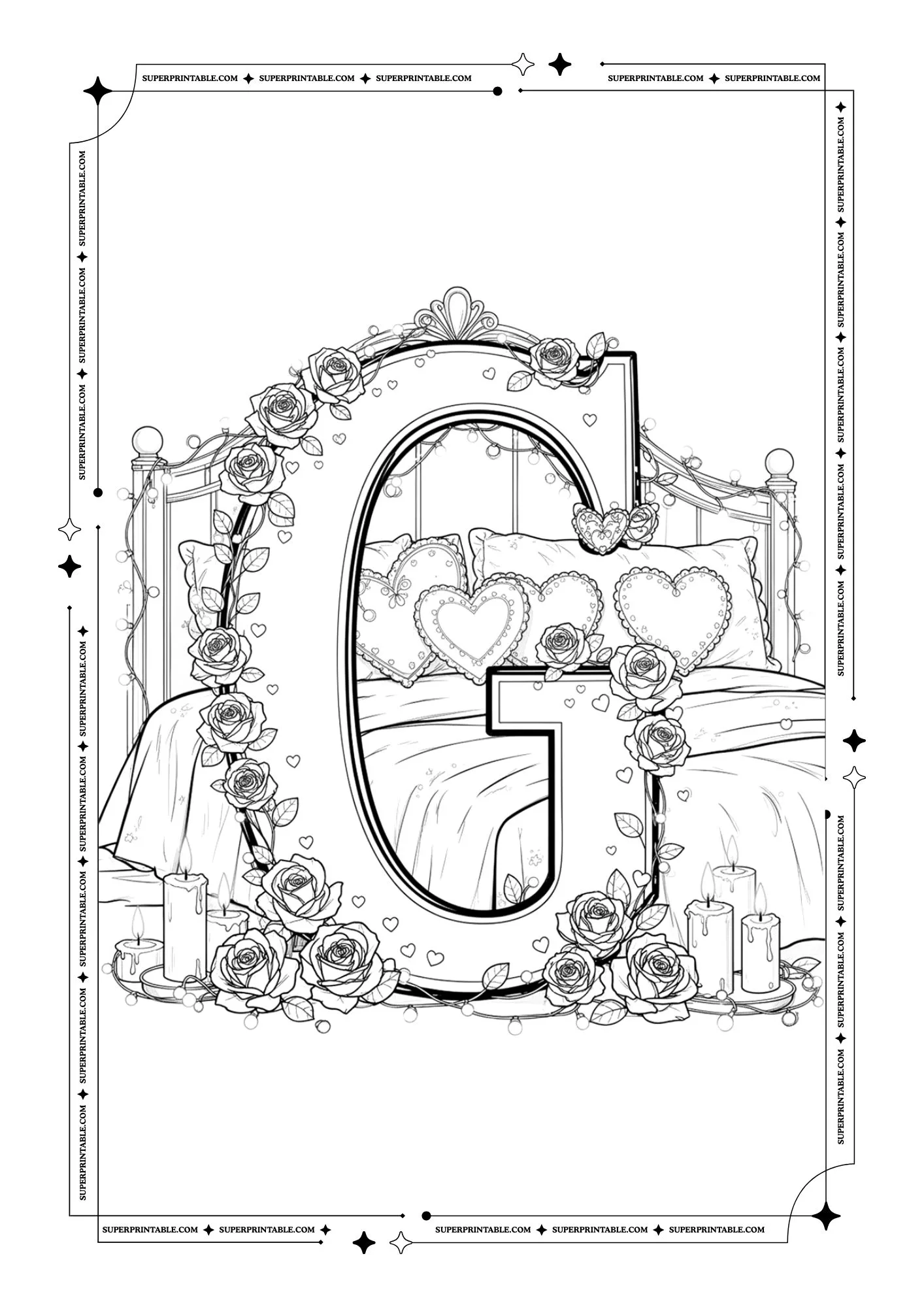 Amor Decorative Alphabet Coloring Pages 7