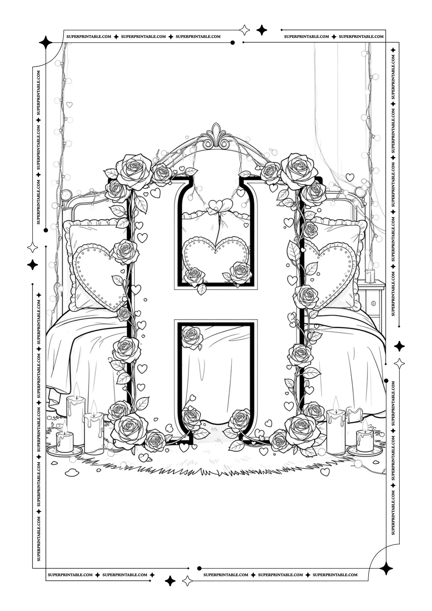 Amor Decorative Alphabet Coloring Pages 8