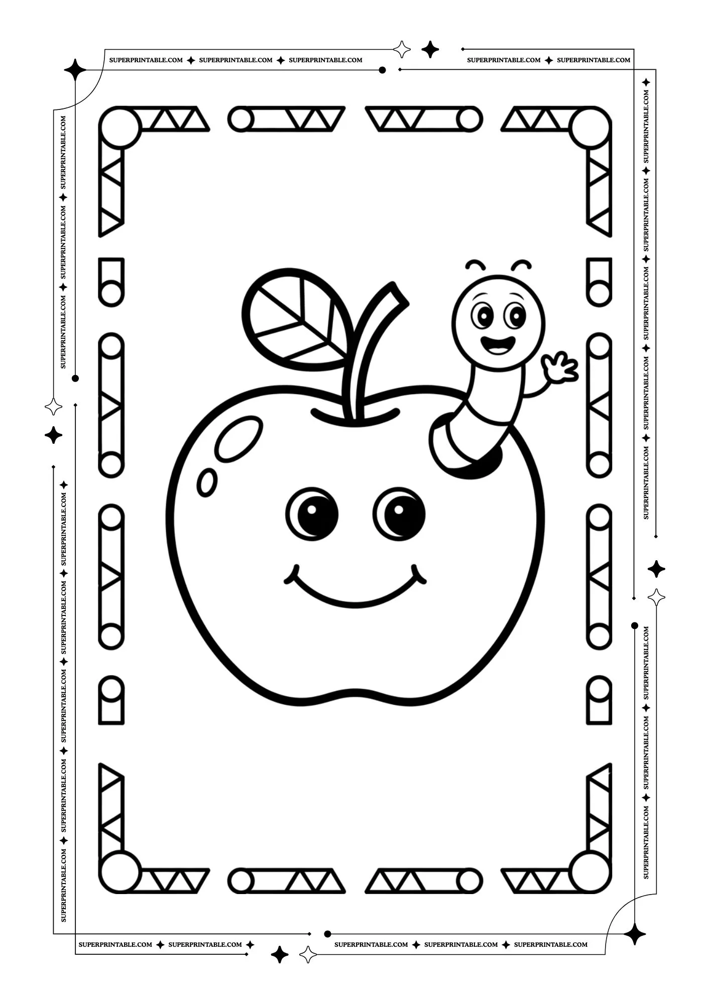 Apple Coloring Pages 3