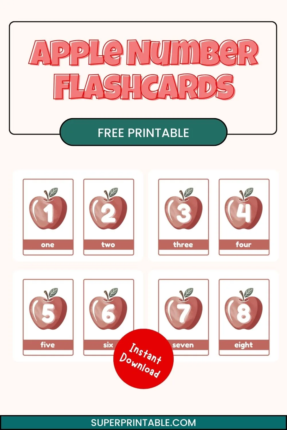Apple Number Flashcards Pinterest Image