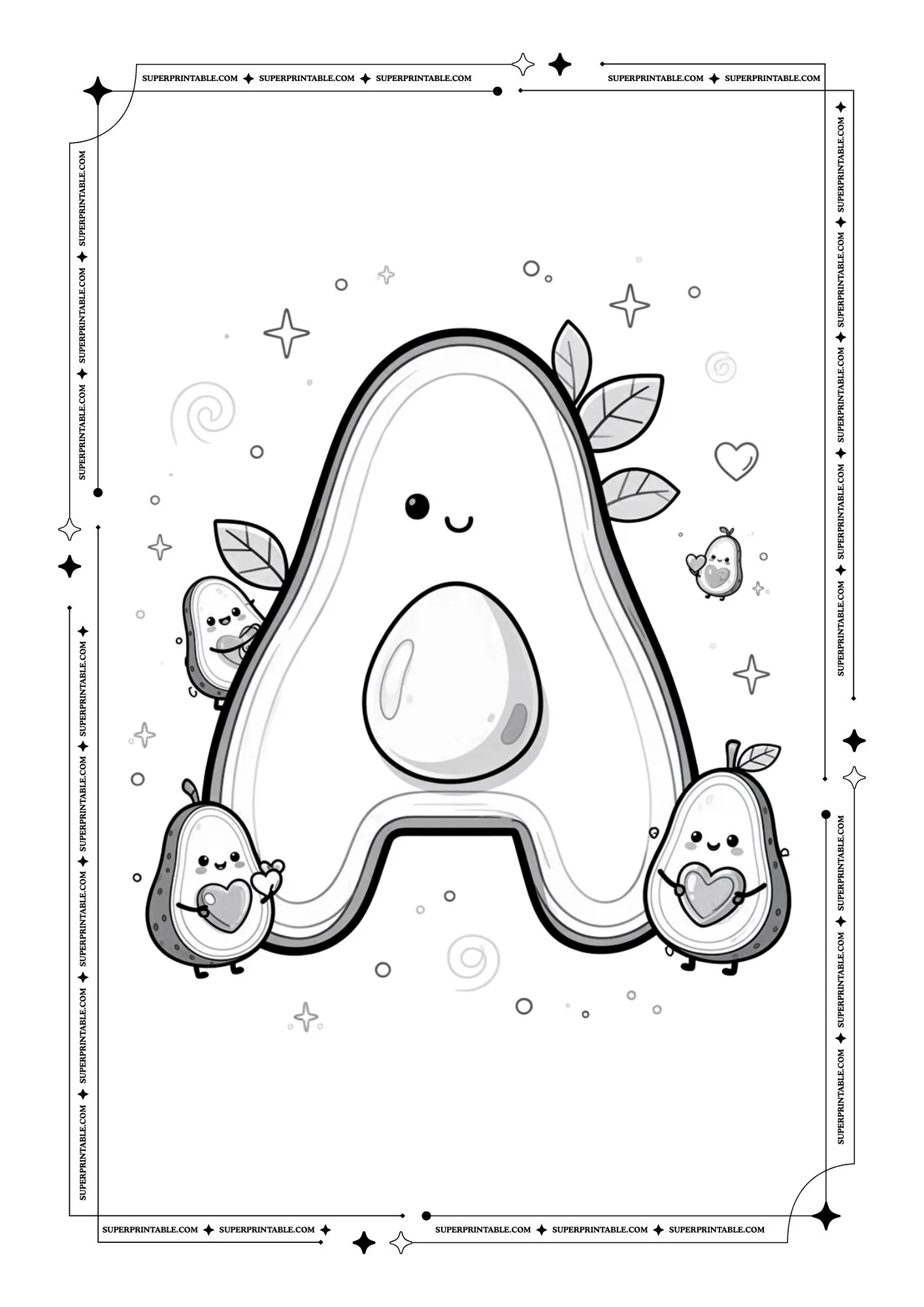 Avocado Love Alphabet Coloring Pages 1