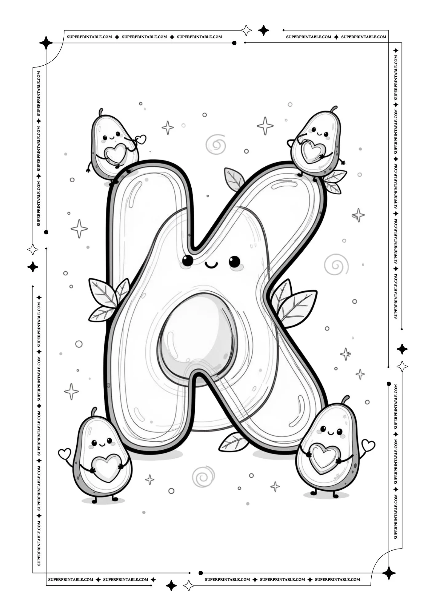 Avocado Love Alphabet Coloring Pages 11