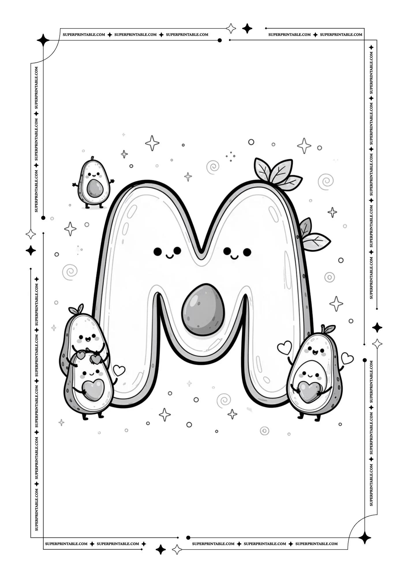 Avocado Love Alphabet Coloring Pages 13