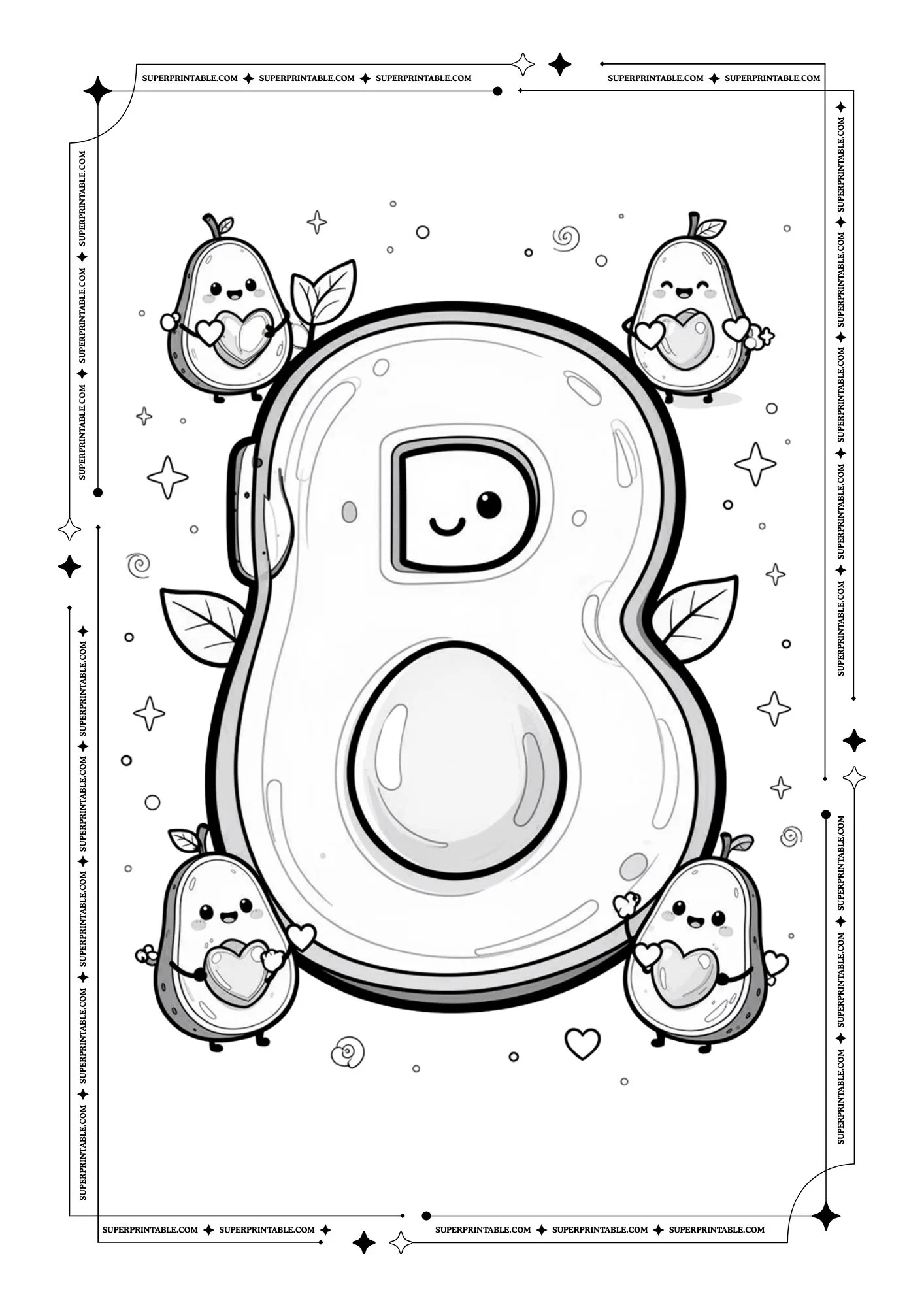 Avocado Love Alphabet Coloring Pages 2