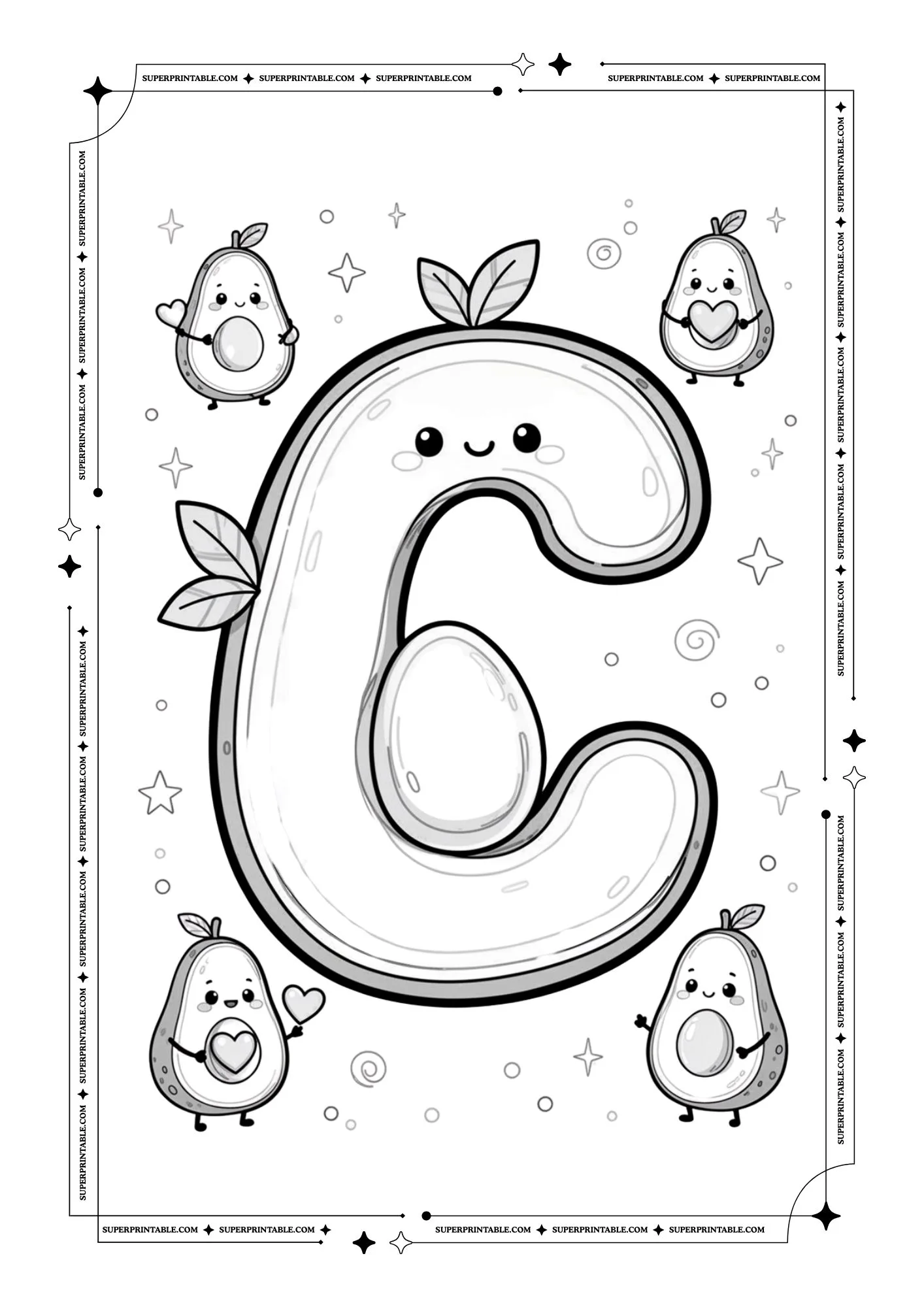 Avocado Love Alphabet Coloring Pages 3