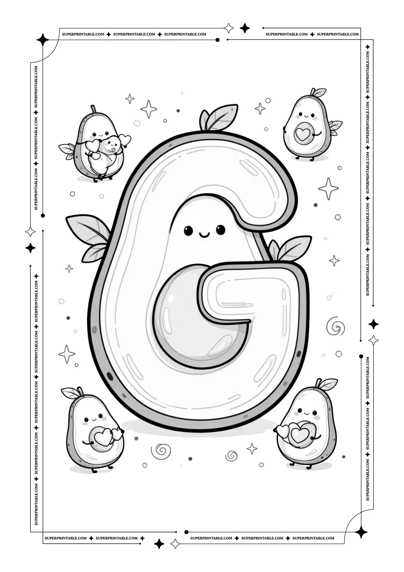 Avocado Love Alphabet Coloring Pages 7