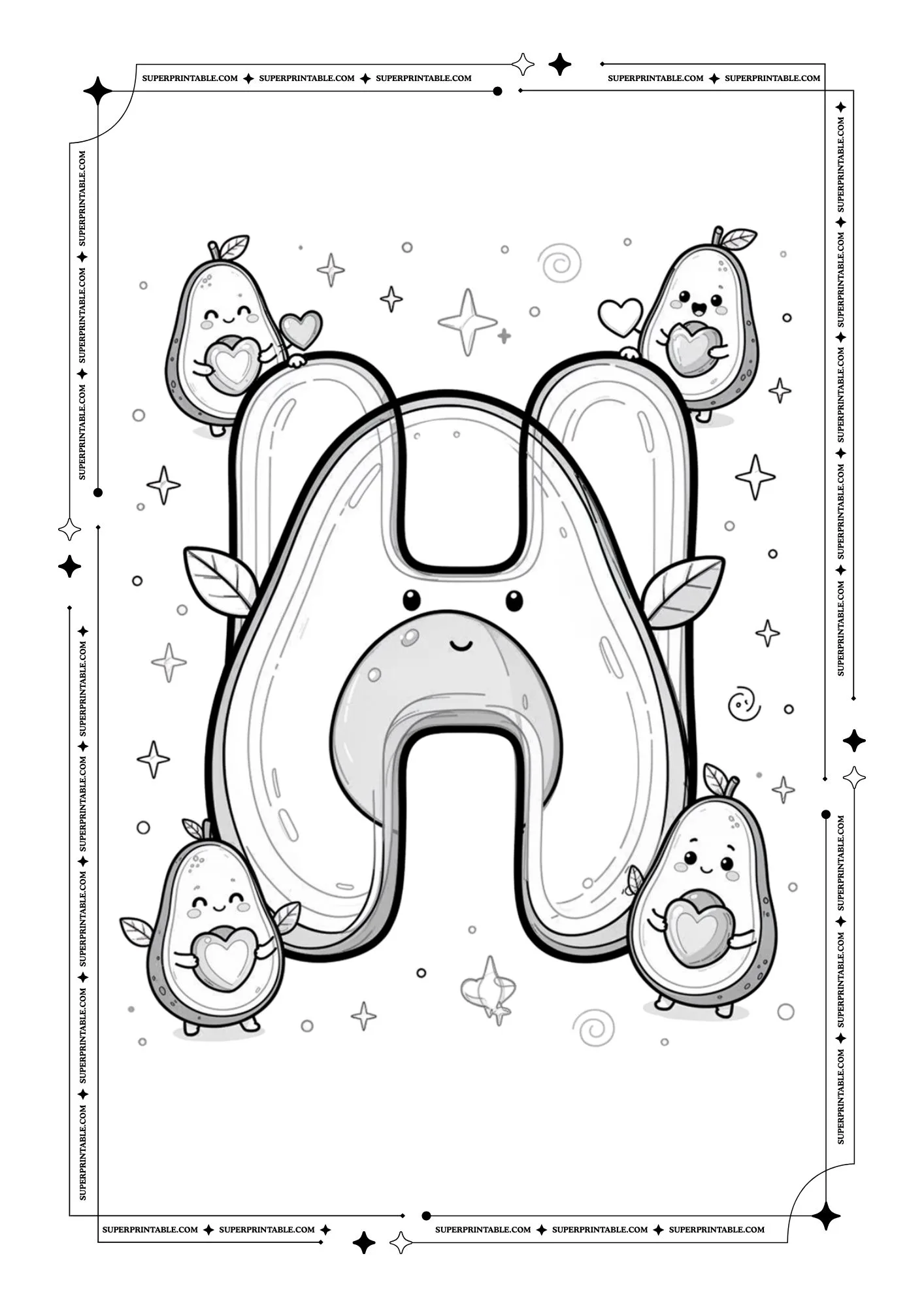 Avocado Love Alphabet Coloring Pages 8