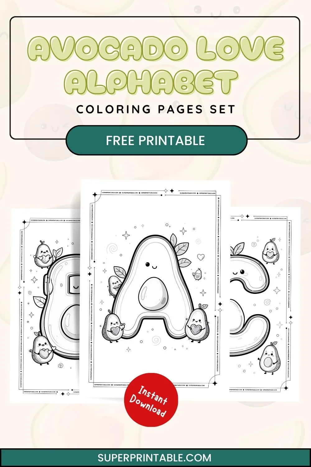 Avocado Love Alphabet Coloring Pages Pinterest Image