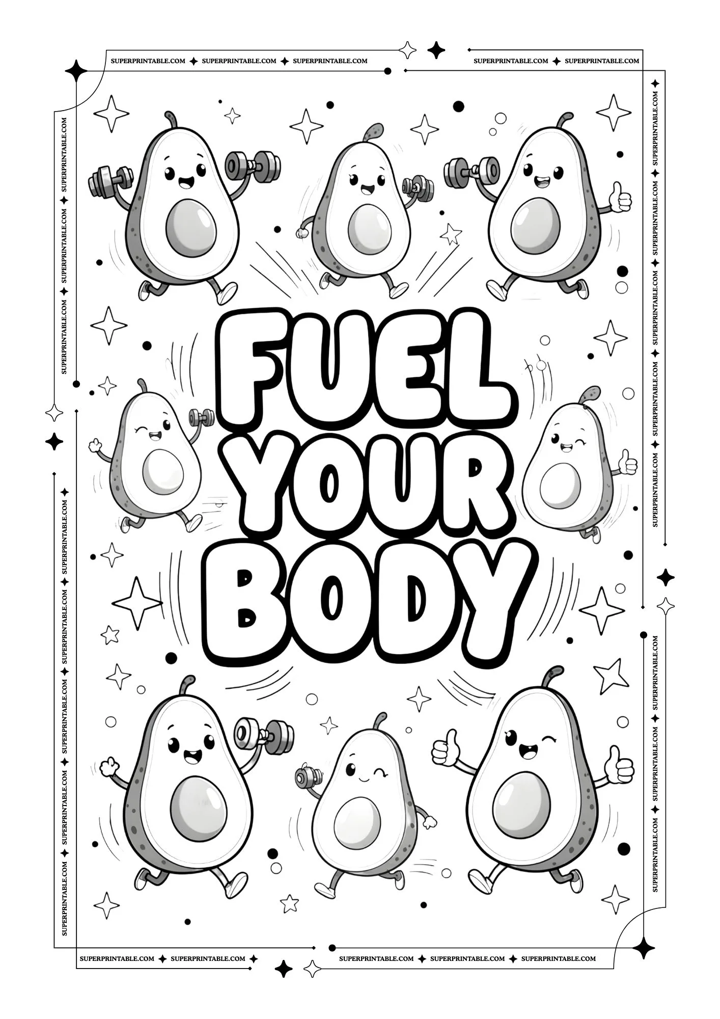 Avocado Poster Coloring Pages 1