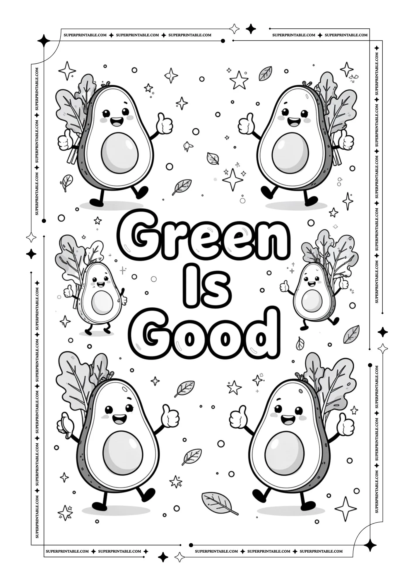 Avocado Poster Coloring Pages 6