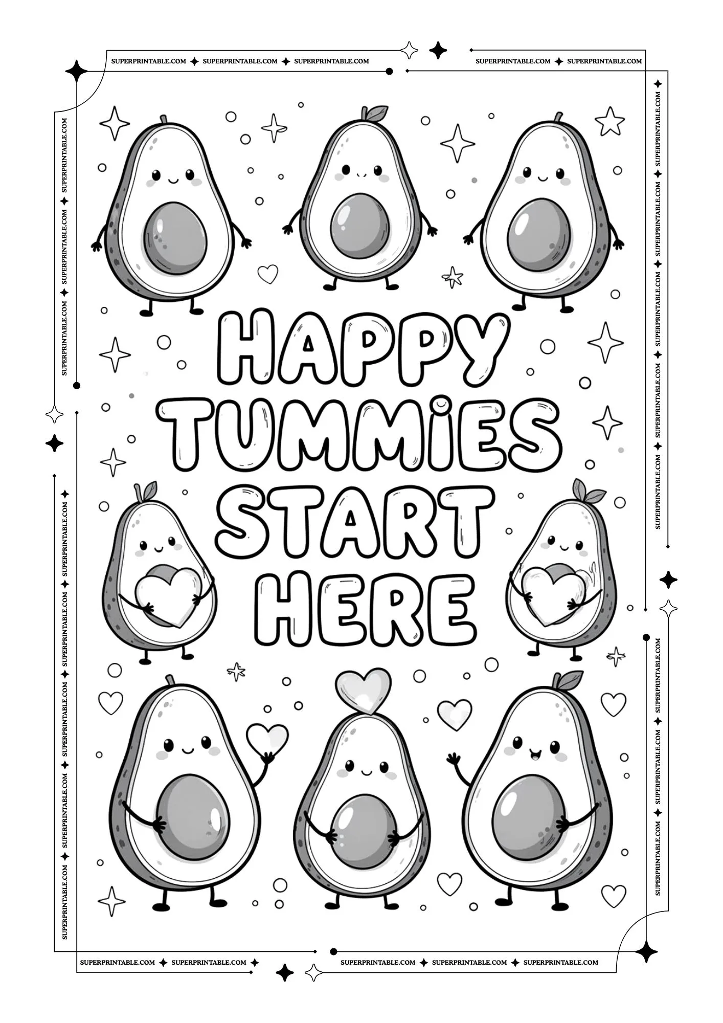 Avocado Poster Coloring Pages 7