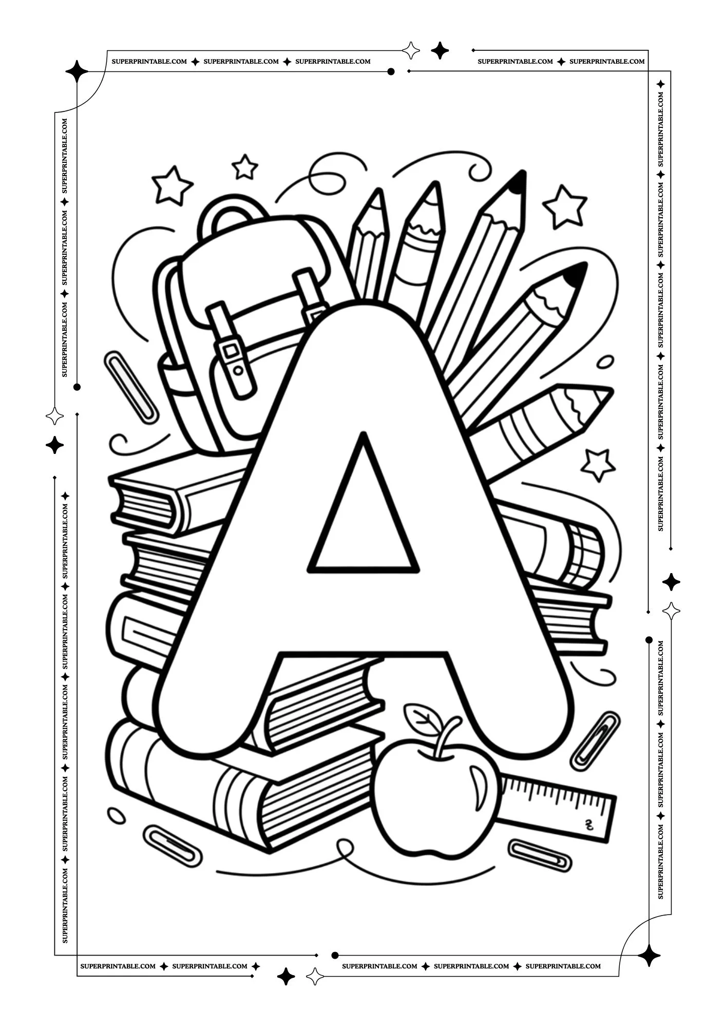 Back to School Alphabet Coloring Pages 1