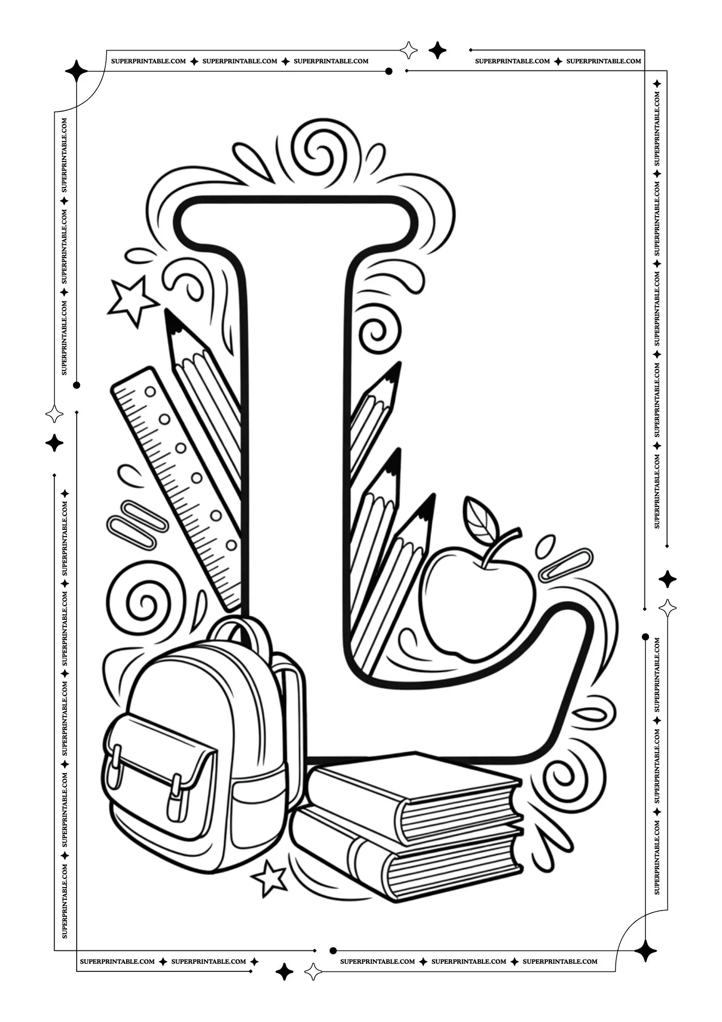 Back to School Alphabet Coloring Pages 12