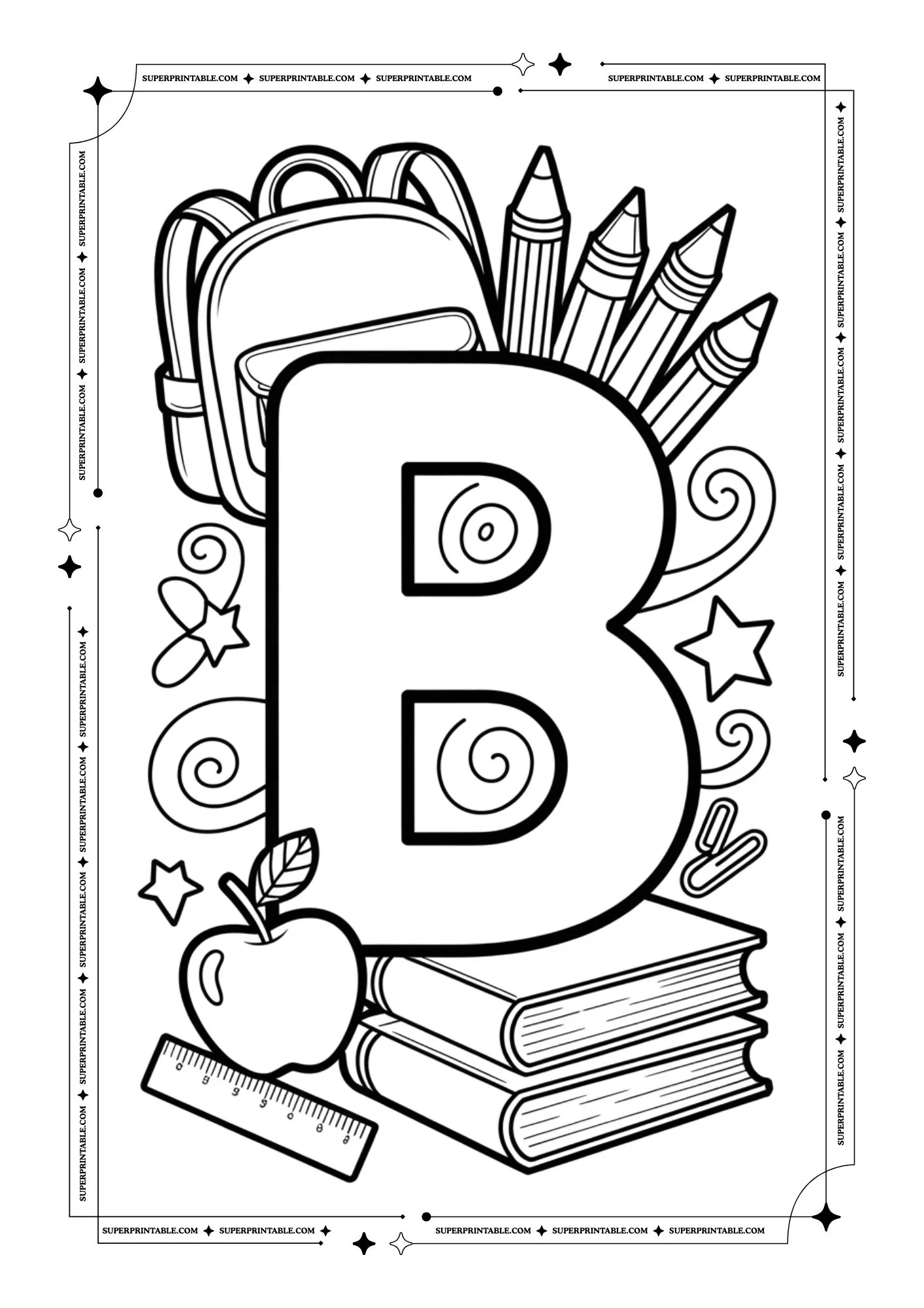Back to School Alphabet Coloring Pages 2