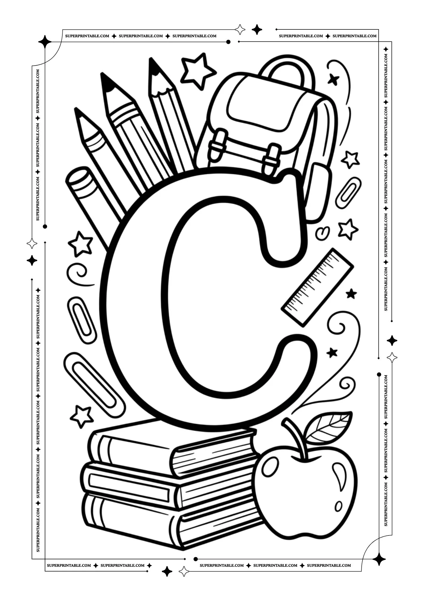 Back to School Alphabet Coloring Pages 3