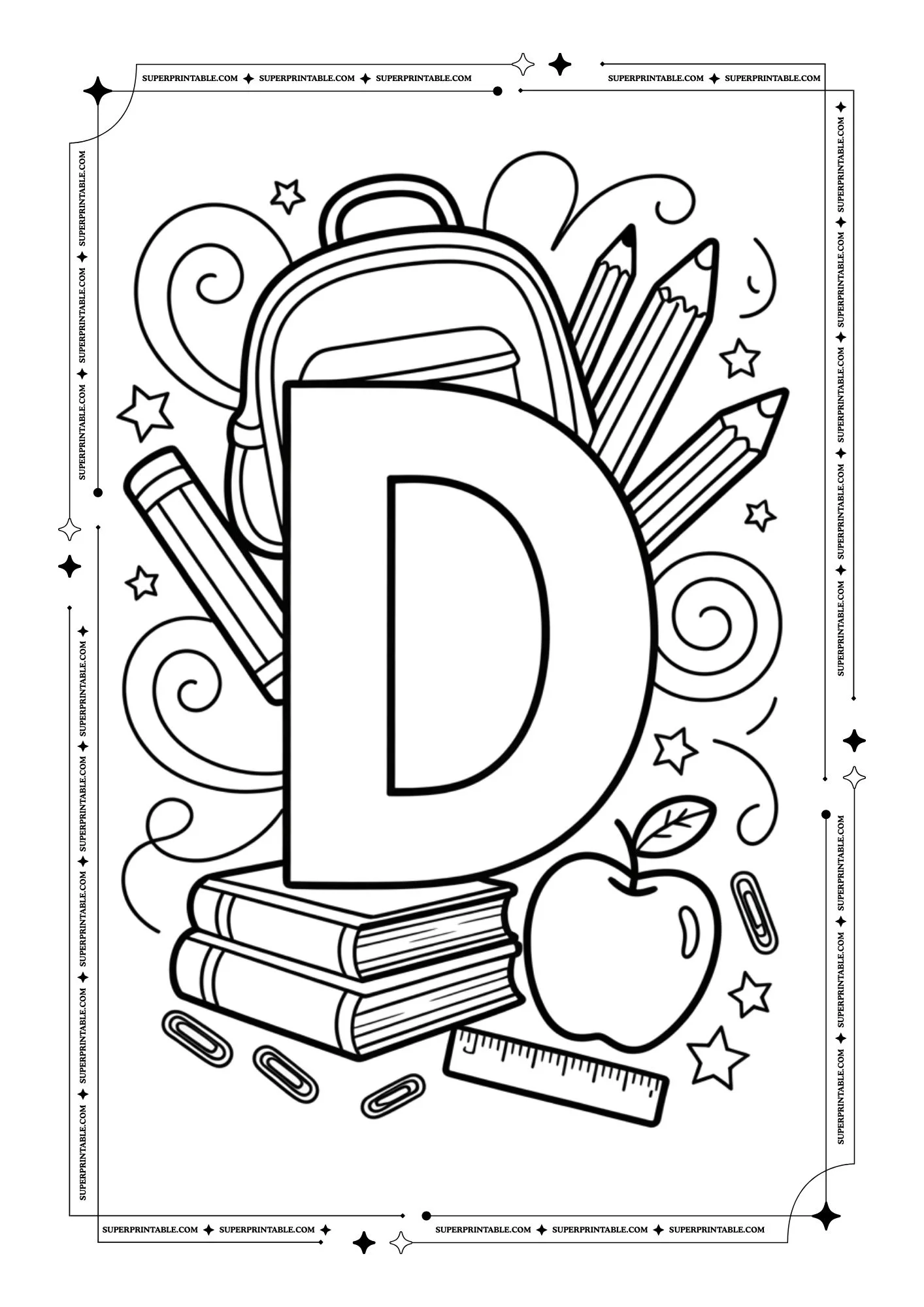 Back to School Alphabet Coloring Pages 4