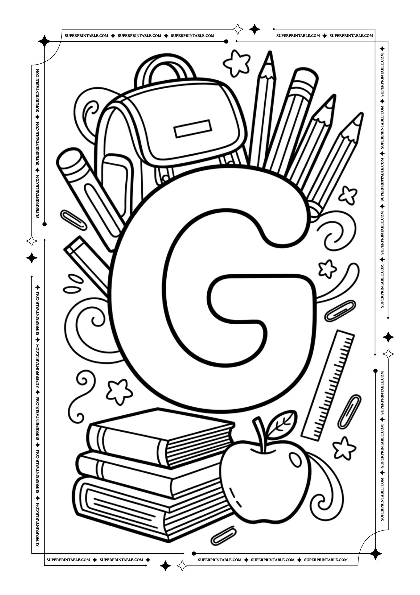 Back to School Alphabet Coloring Pages 7