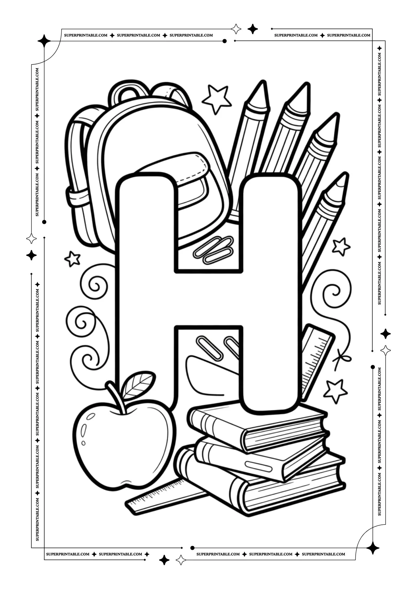Back to School Alphabet Coloring Pages 8