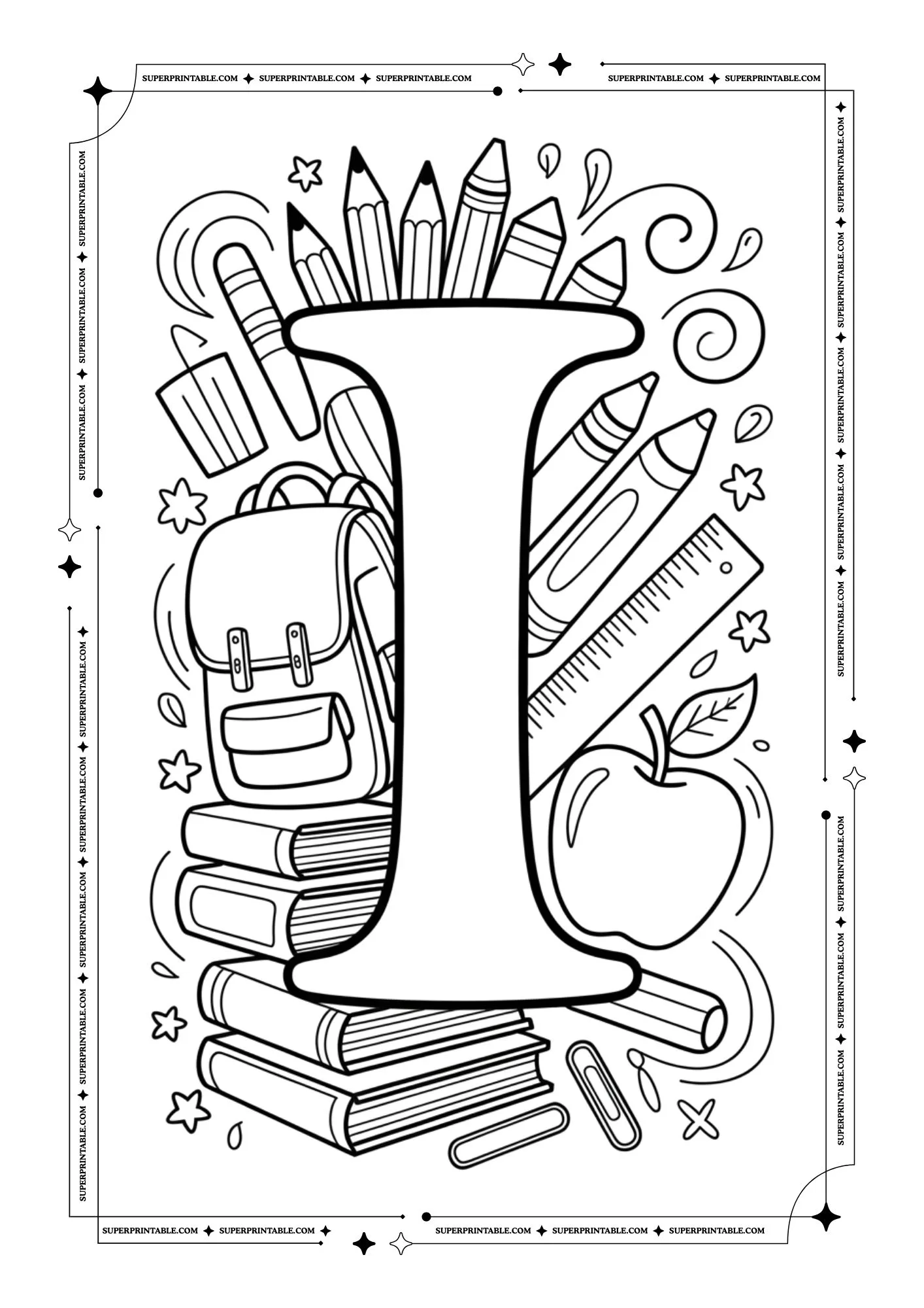 Back to School Alphabet Coloring Pages 9