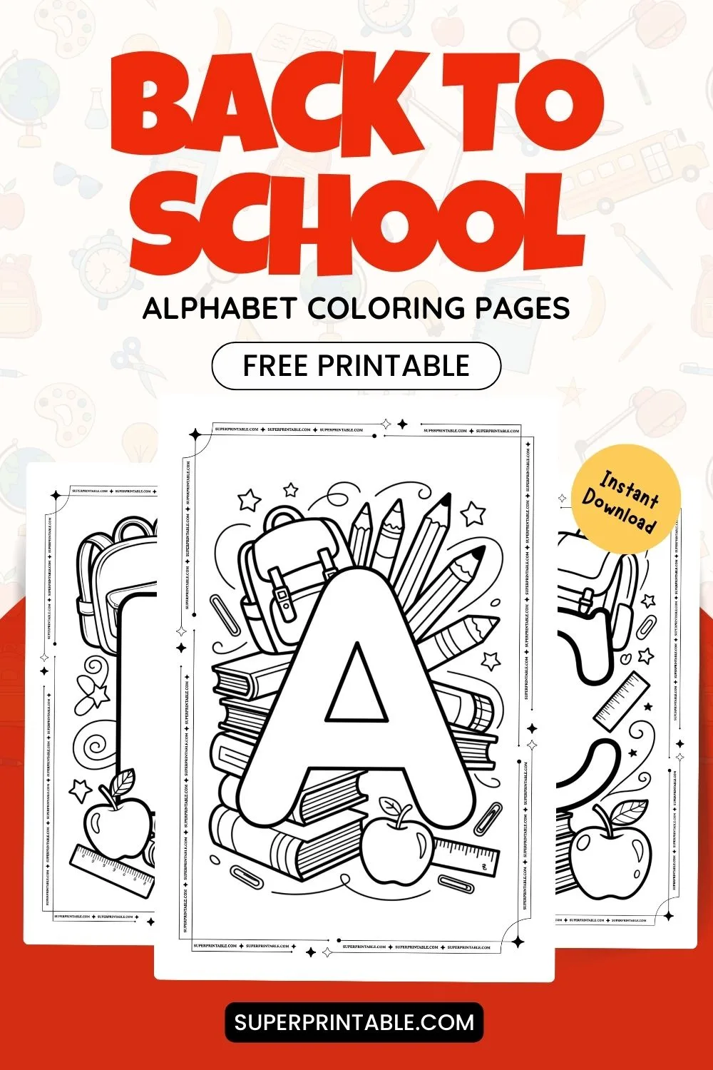 Back to School Alphabet Coloring Pages Pinterest Image